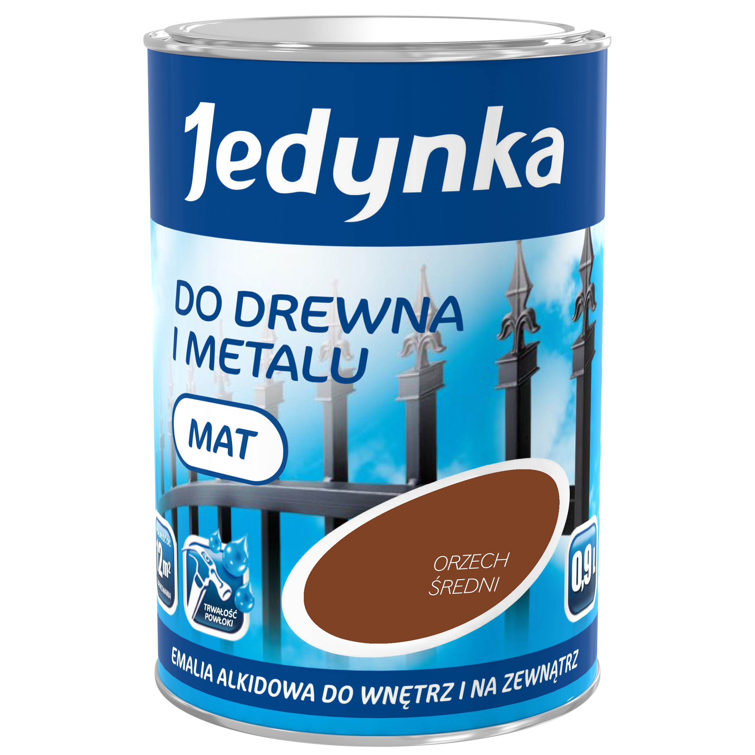 Emalia DO DREWNA I METALU 0.9 l Orzech średni Mat JEDYNKA