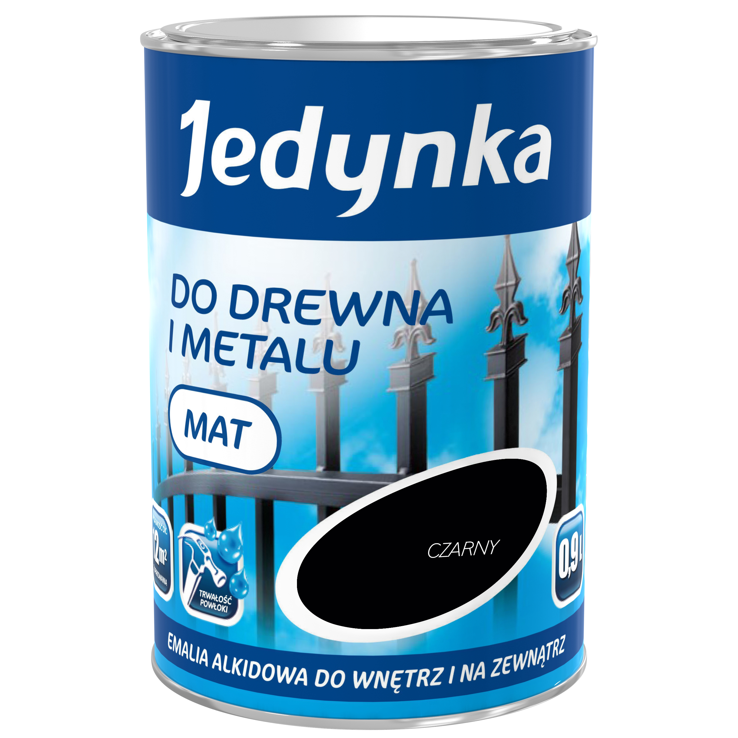 Emalia DO DREWNA I METALU 0.9 l Czarny Mat JEDYNKA