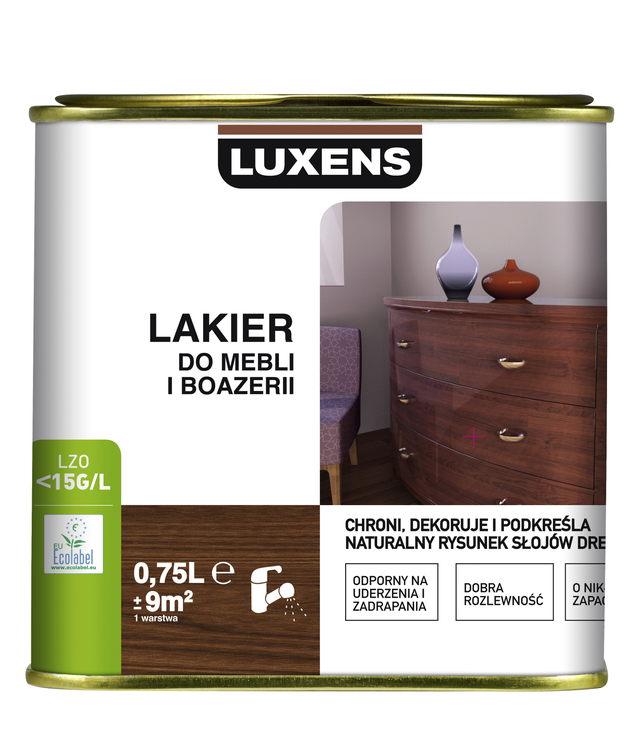 Lakier do mebli i boazerii 0.75 l Bezbarwny Połysk Luxens