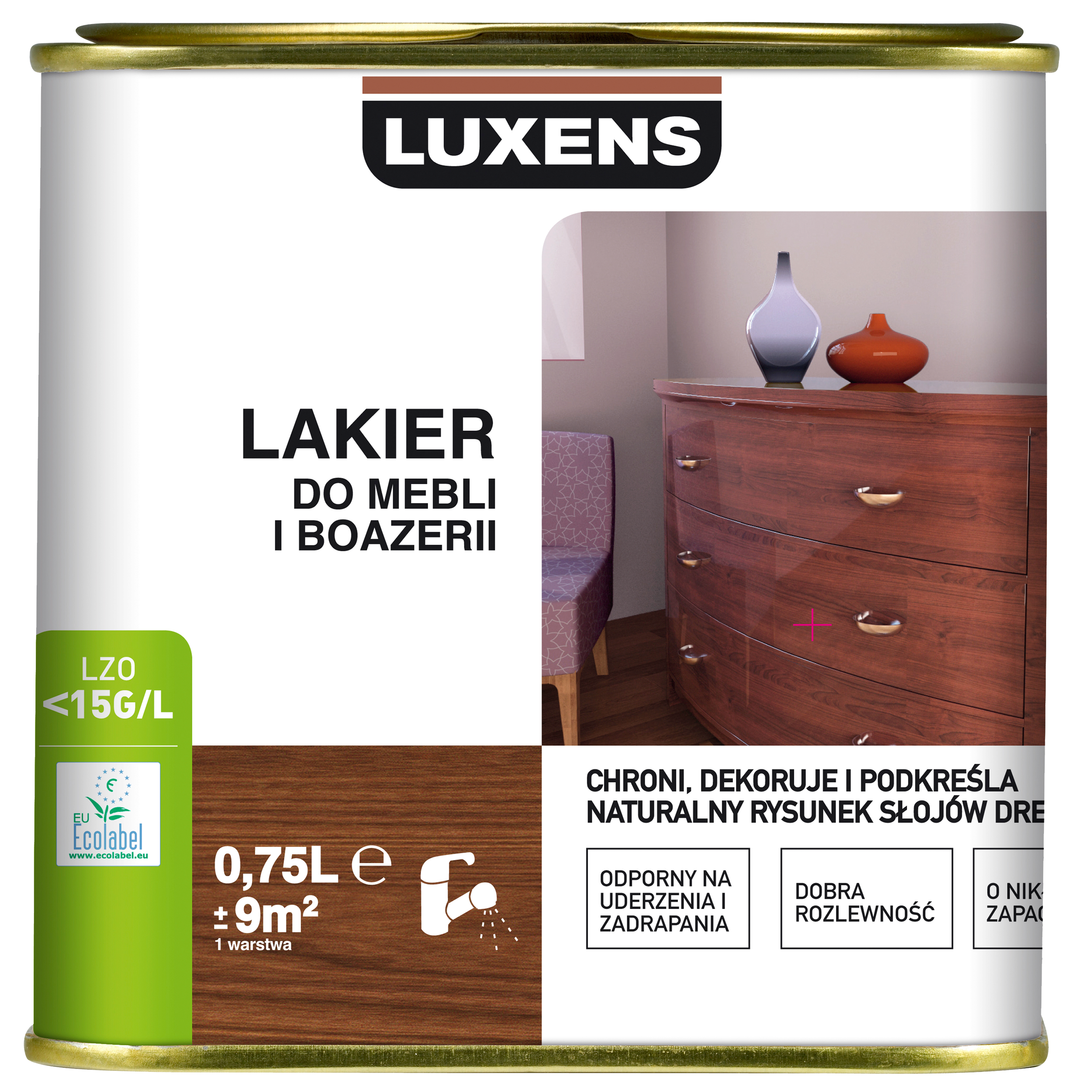 Lakier do mebli i boazerii 0.75 l Bezbarwny Mat Luxens