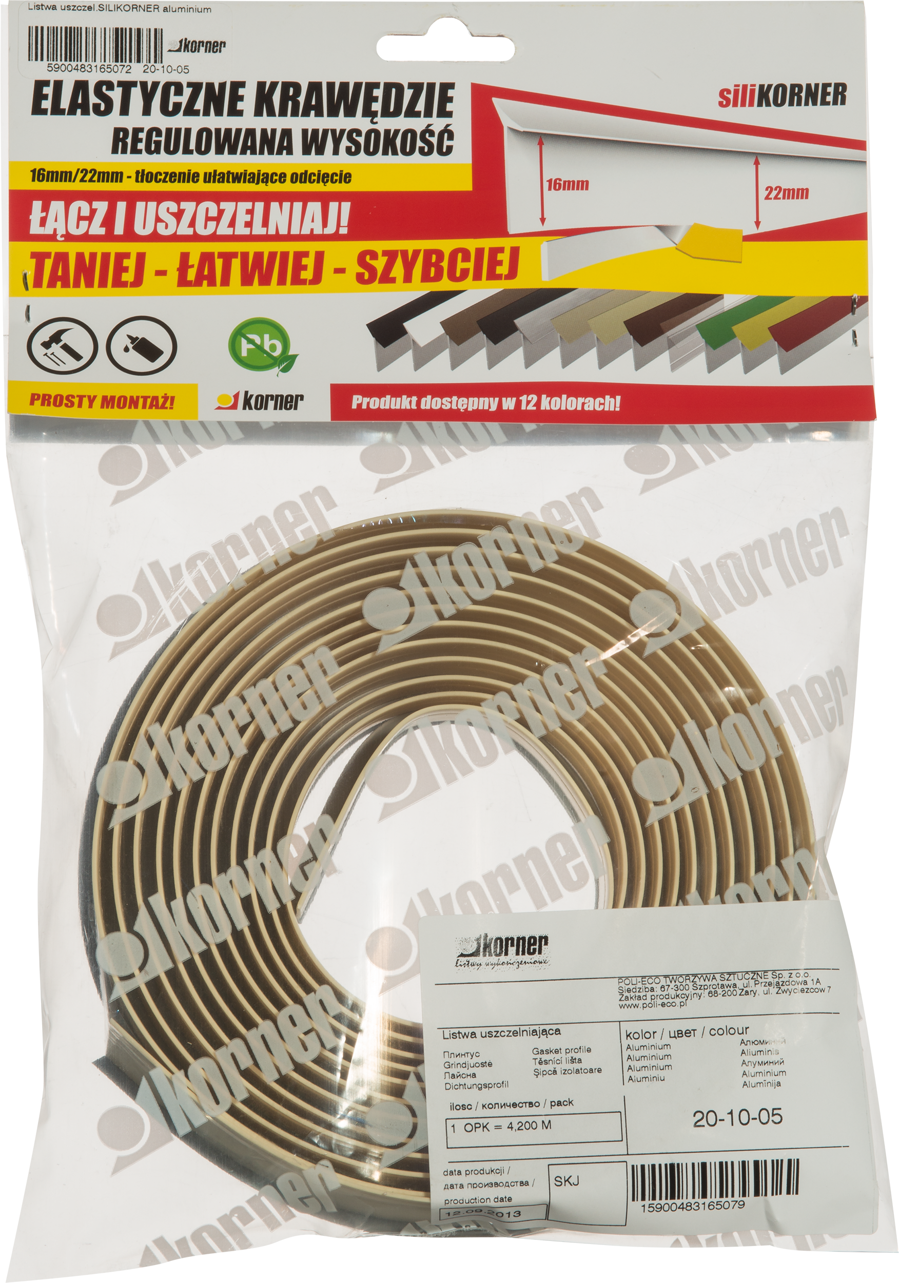 Listwa przyblatowa uszczelniająca aluminiowa 420 cm Sili Korner