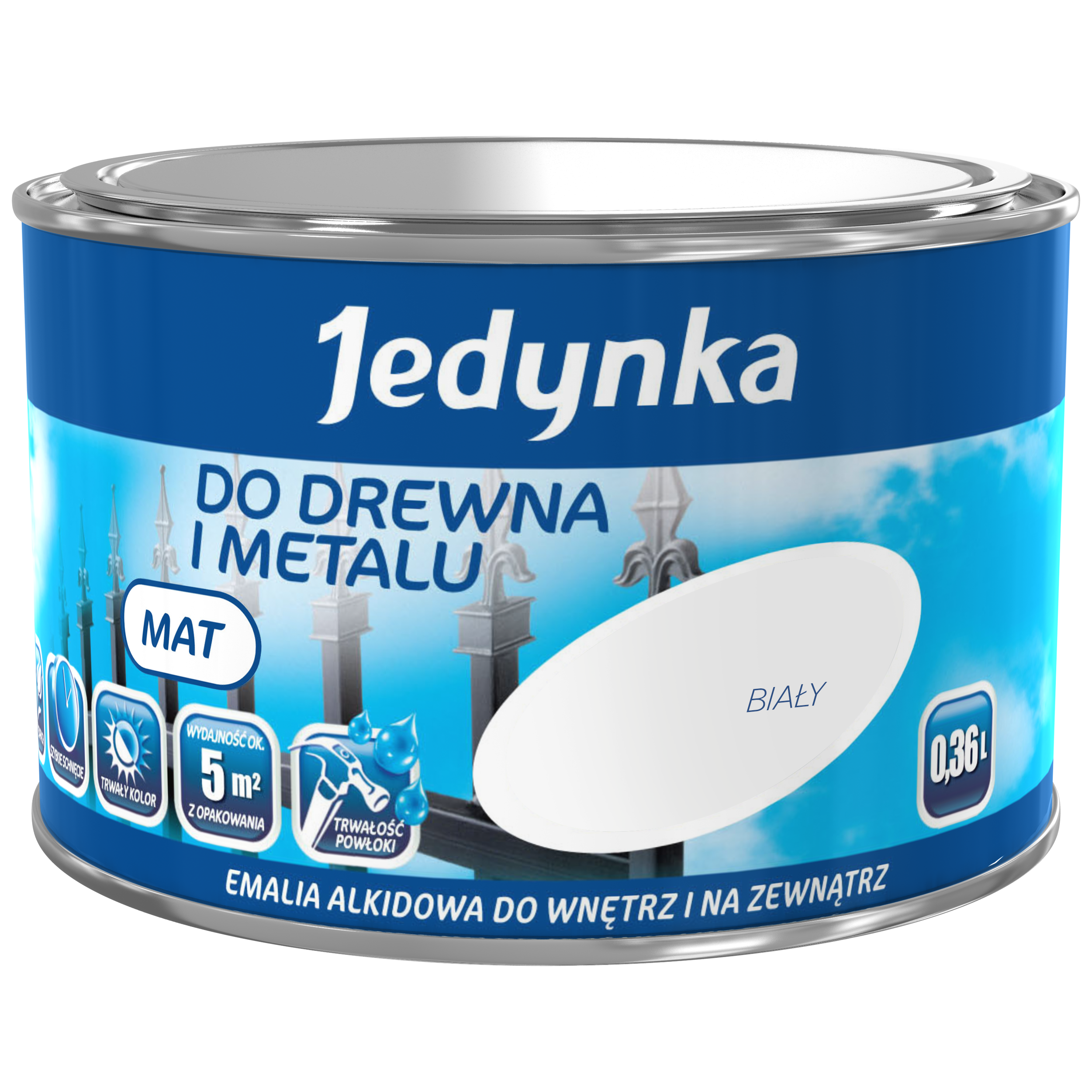 Emalia DO DREWNA I METALU 0.36 l Biały Mat JEDYNKA