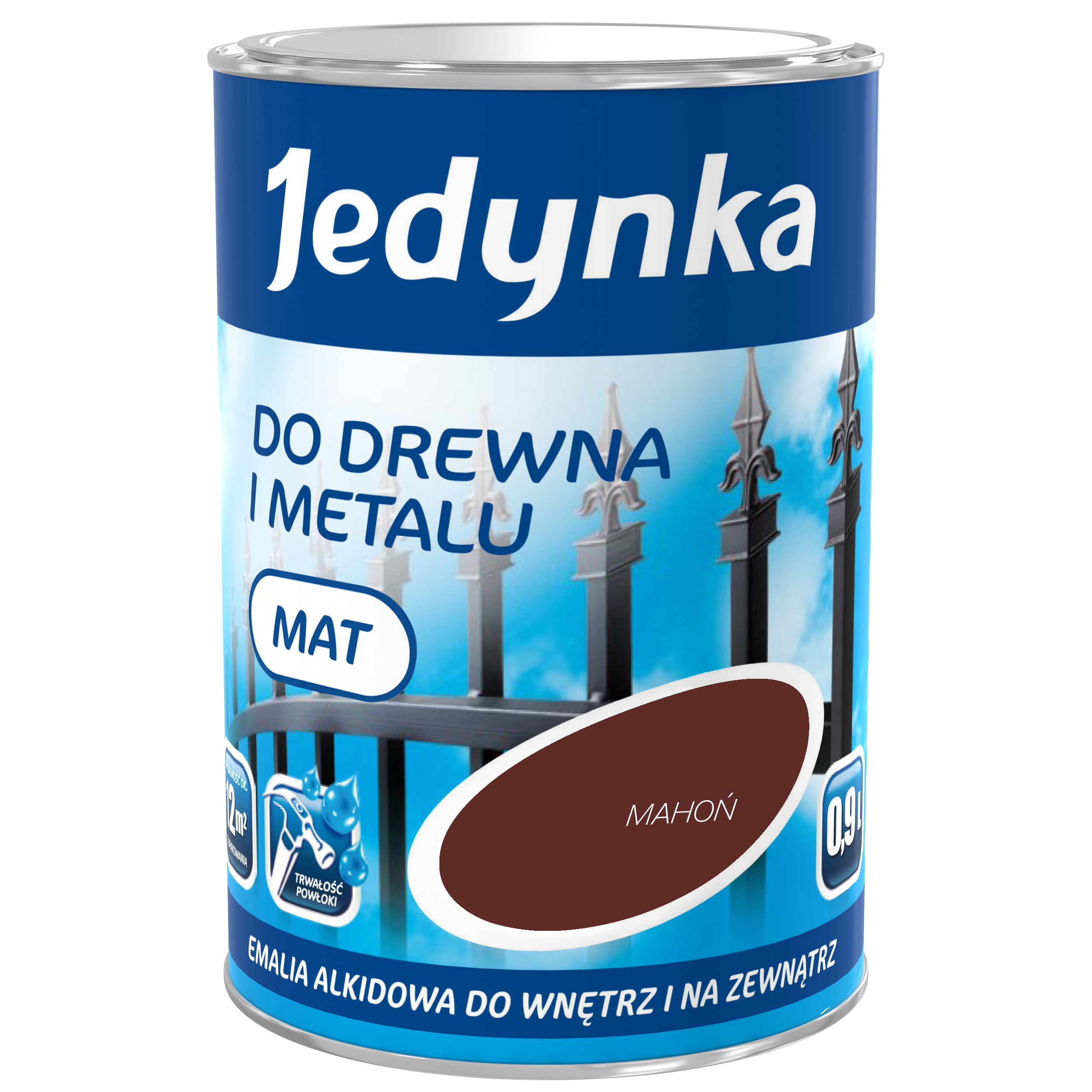 Emalia DO DREWNA I METALU 0.9 l Mahoń Mat JEDYNKA