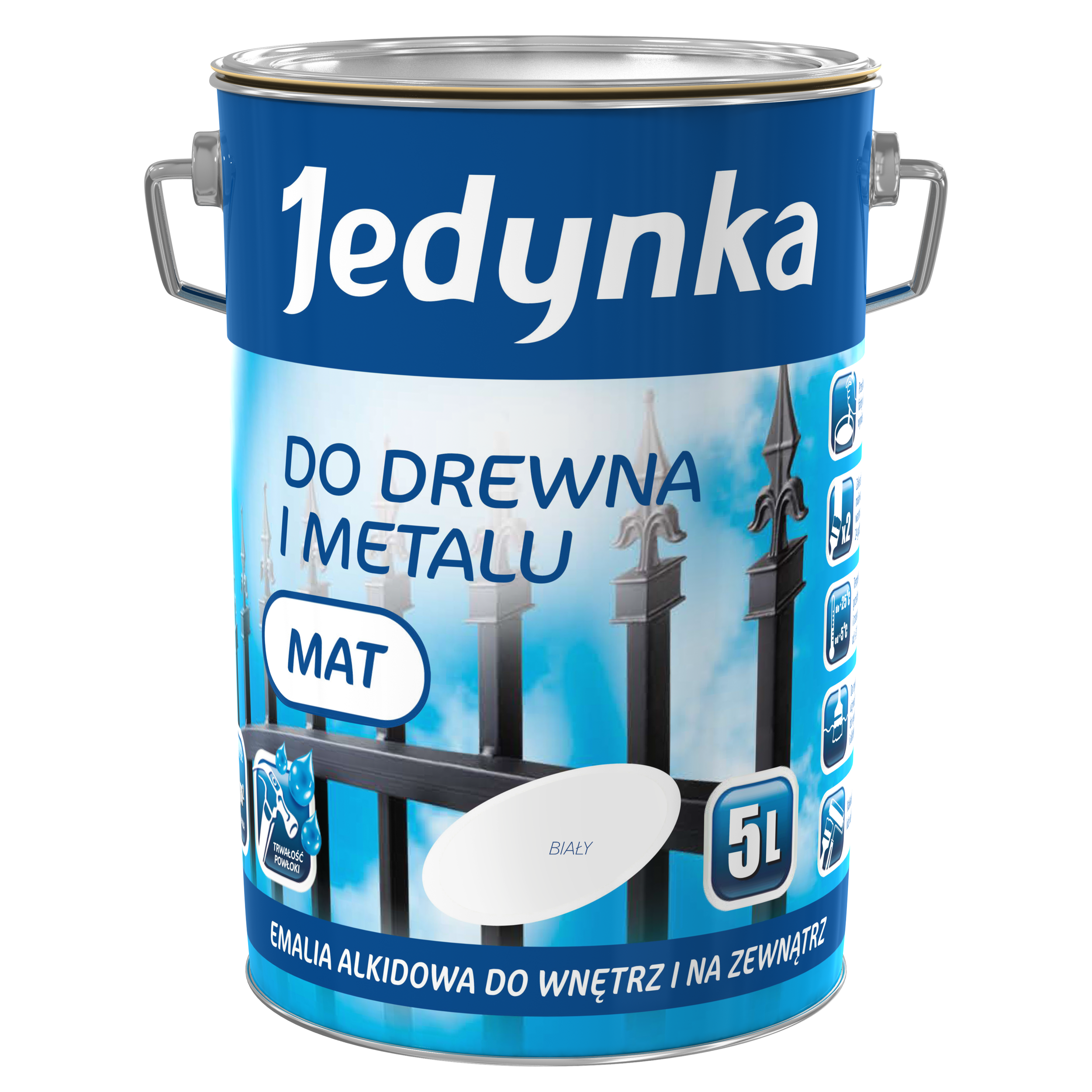 Emalia DO DREWNA I METALU 5 l Biały Mat JEDYNKA