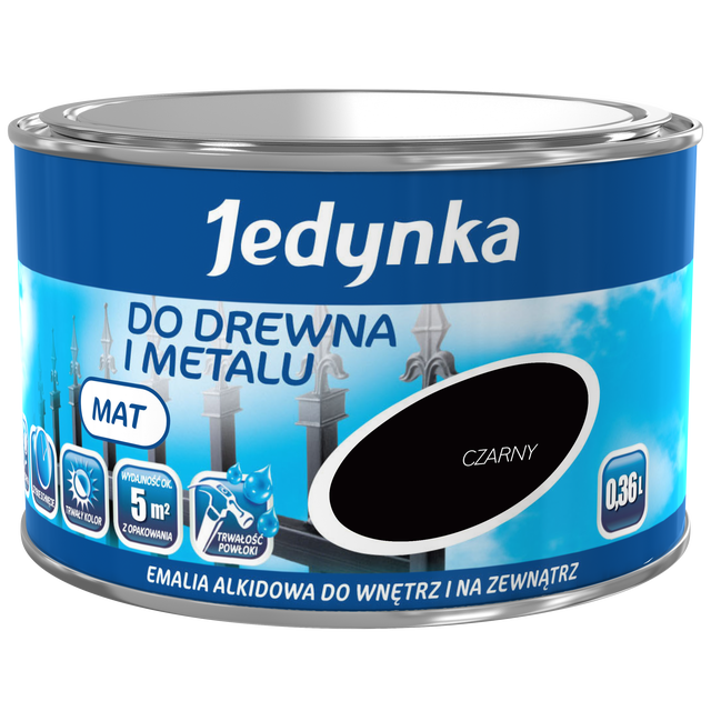 Emalia DO DREWNA I METALU 0.36 l Czarny Mat JEDYNKA