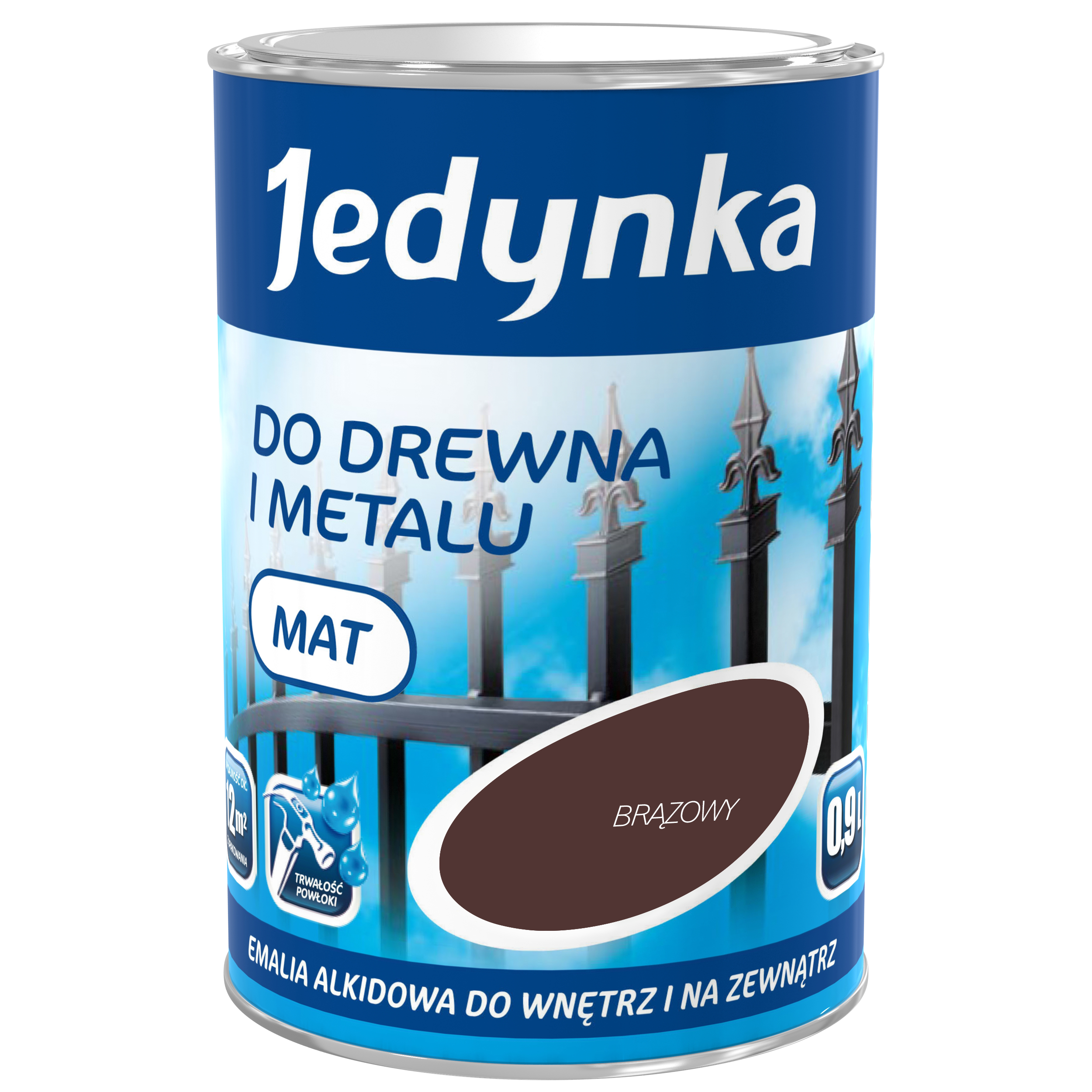 Emalia DO DREWNA I METALU 0.9 l Brązowy Mat JEDYNKA