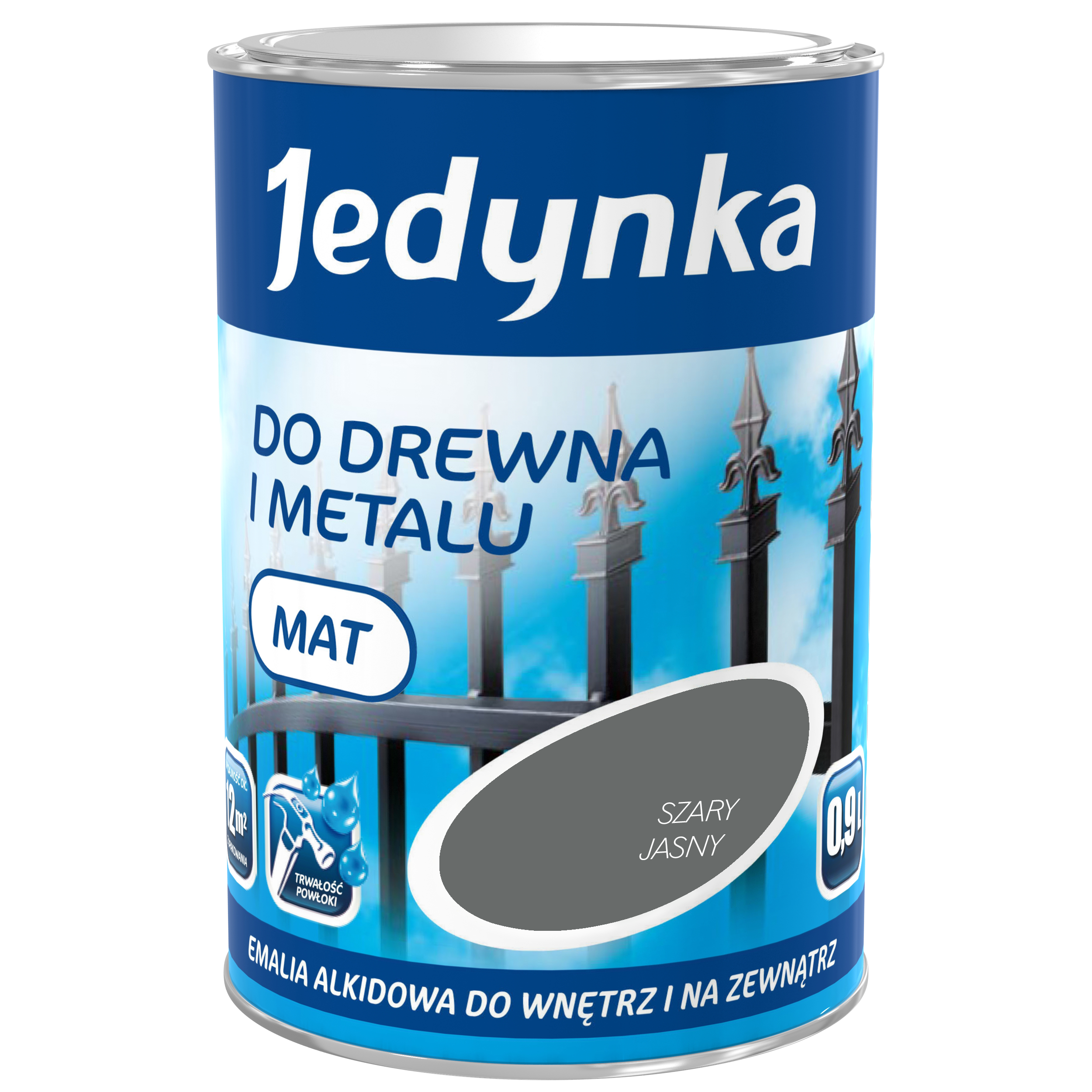 Emalia DO DREWNA I METALU 0.9 l Szary jasny Mat JEDYNKA