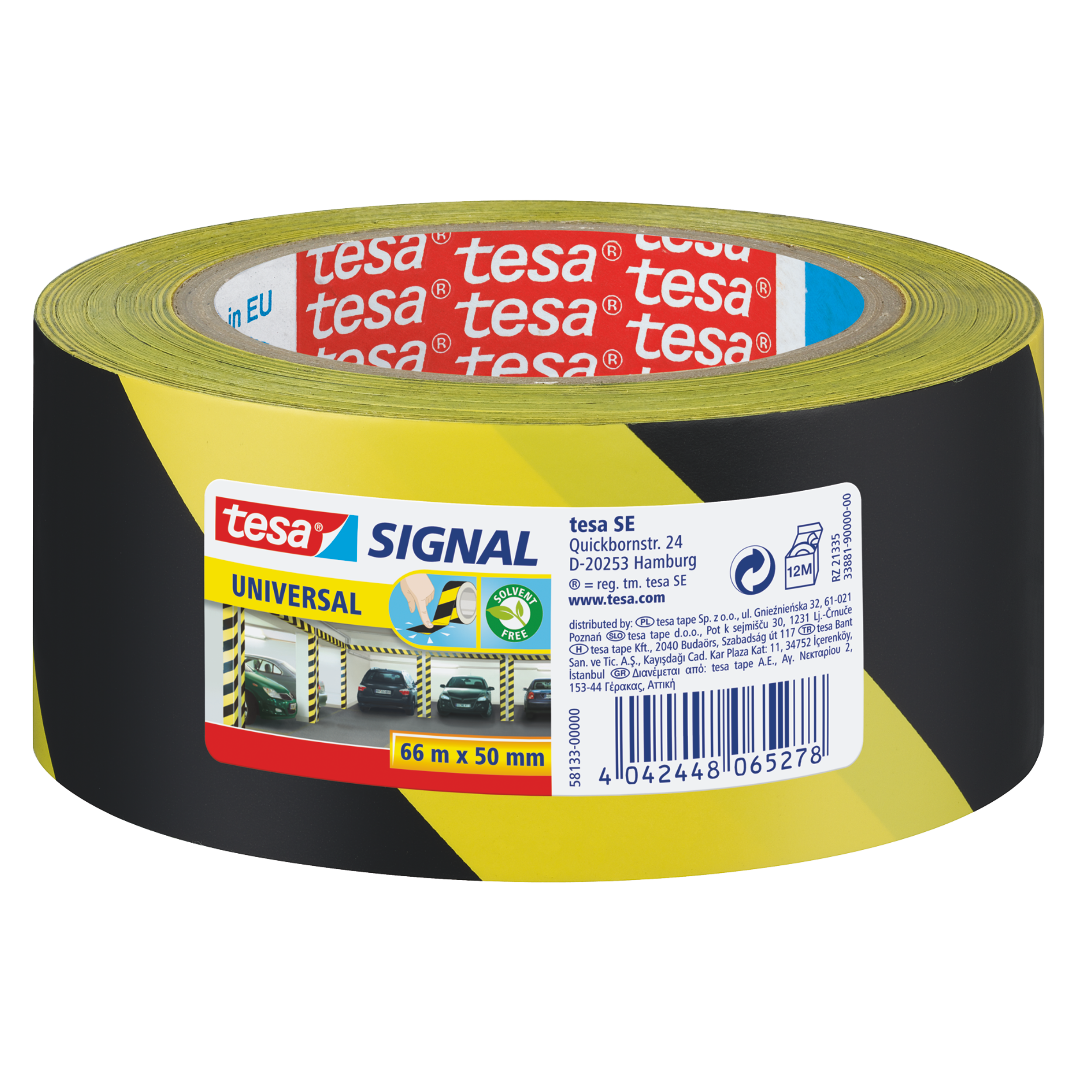 Taśma sygnalizacyjna 50 mm x 66 m żółto-czarna Tesa