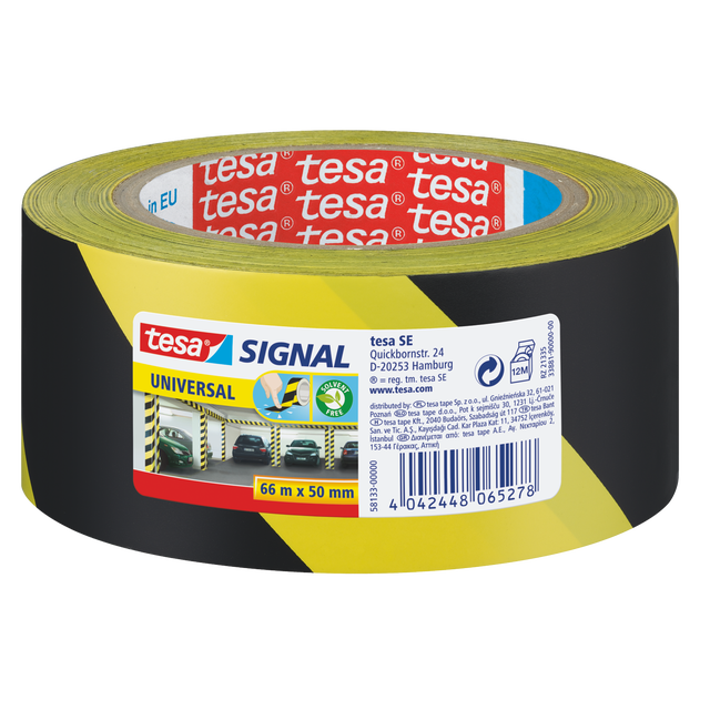 Taśma sygnalizacyjna 50 mm x 66 m żółto-czarna Tesa