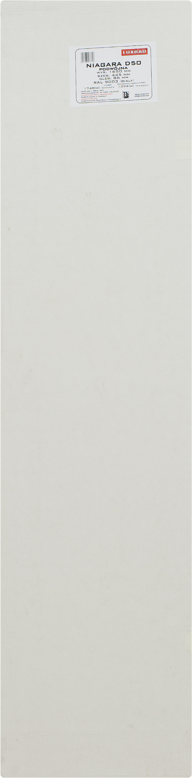 Grzejnik VERTICAL2 165x44.5 cm Biały C 1196W Roz 5cm 4 Bar EQUATION - 2