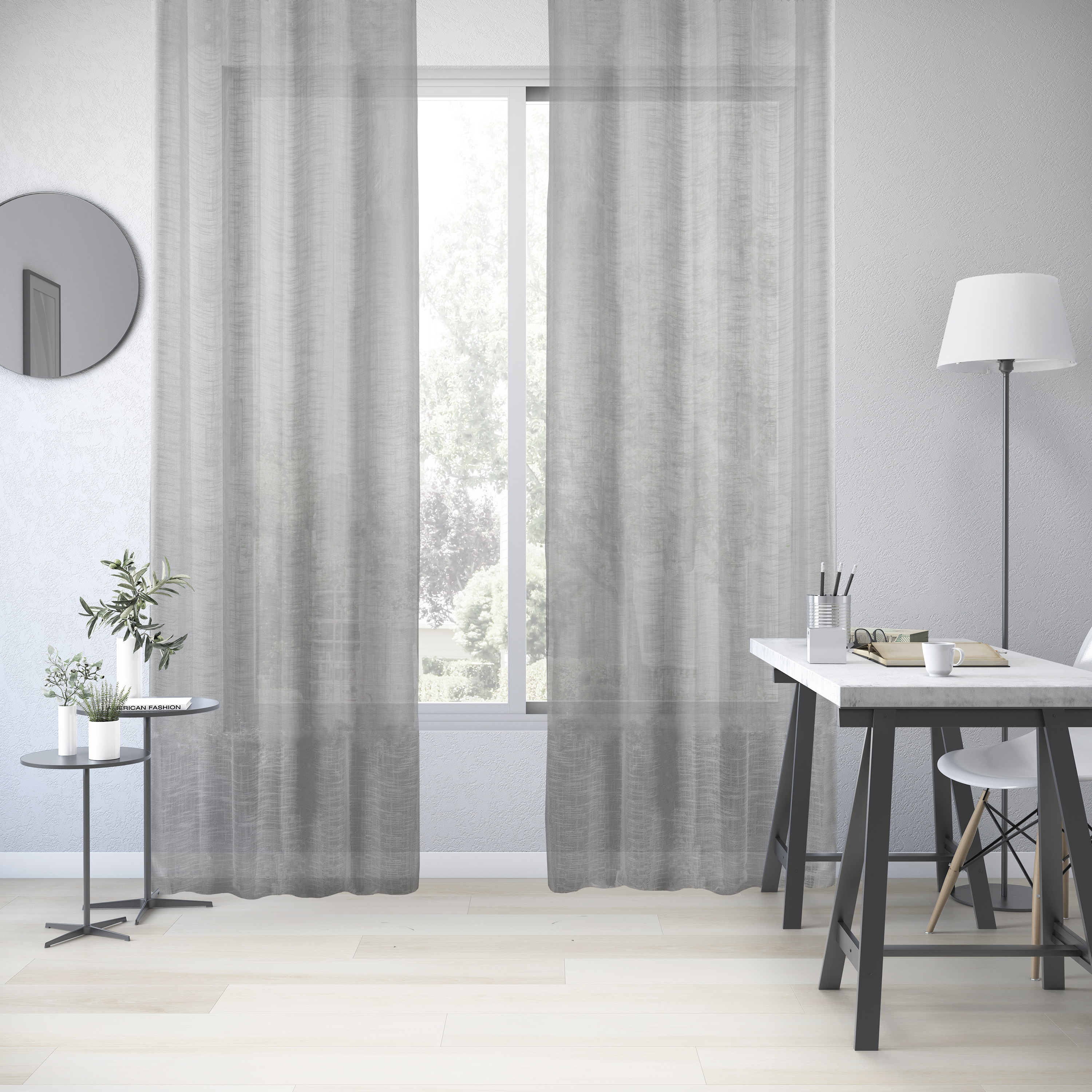 Zasłona Amina szara 140 X 280 cm na przelotkach Inspire - 2