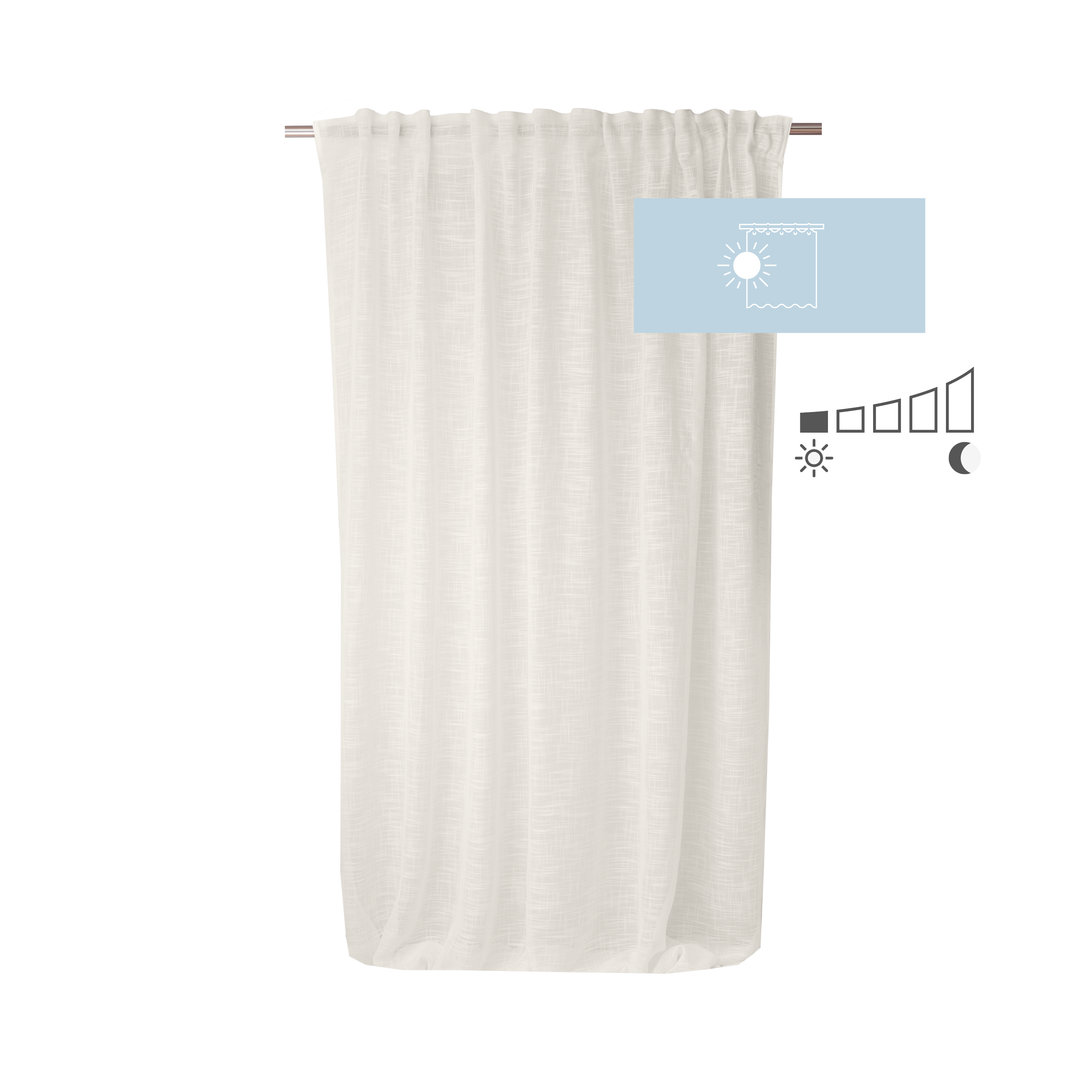 Visillo  cinta frunce, trabillas Amina  INSPIRE liso beige de 200x280cm - 8