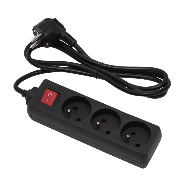Przedłużacz potrójny z wyłącznikiem 3 m Czarny domowy ELGOTECH