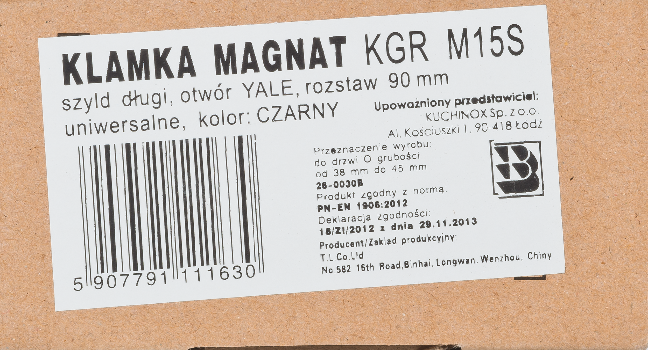 Klamka do drzwi zewnętrznych, bramy i furtki Magnat 90 mm czarna Kuchinox - 2