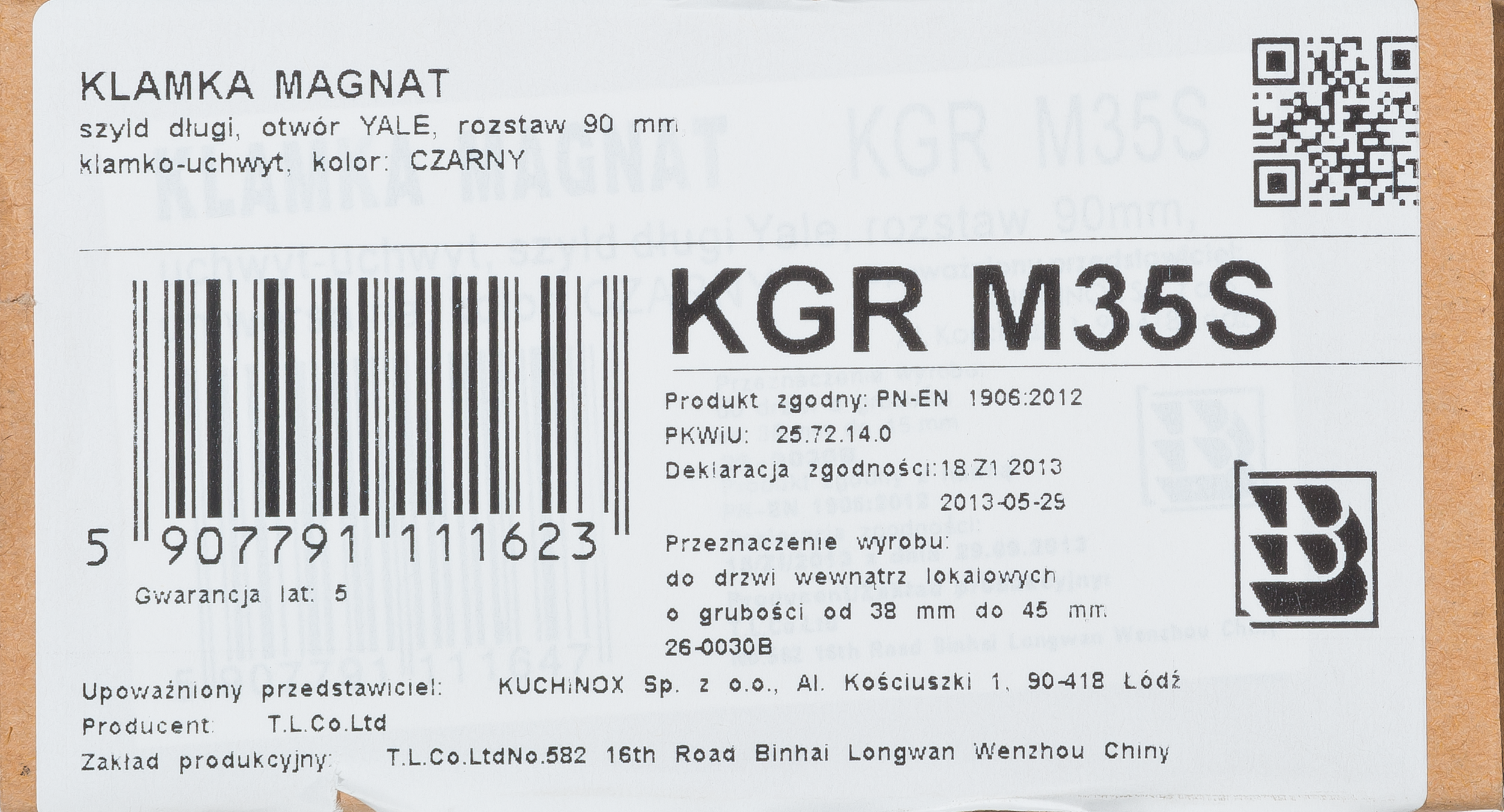 Klamka-Uchwyt do drzwi zewnętrznych bramy i furtki Magnat 90 mm czarna Kuchinox - 2