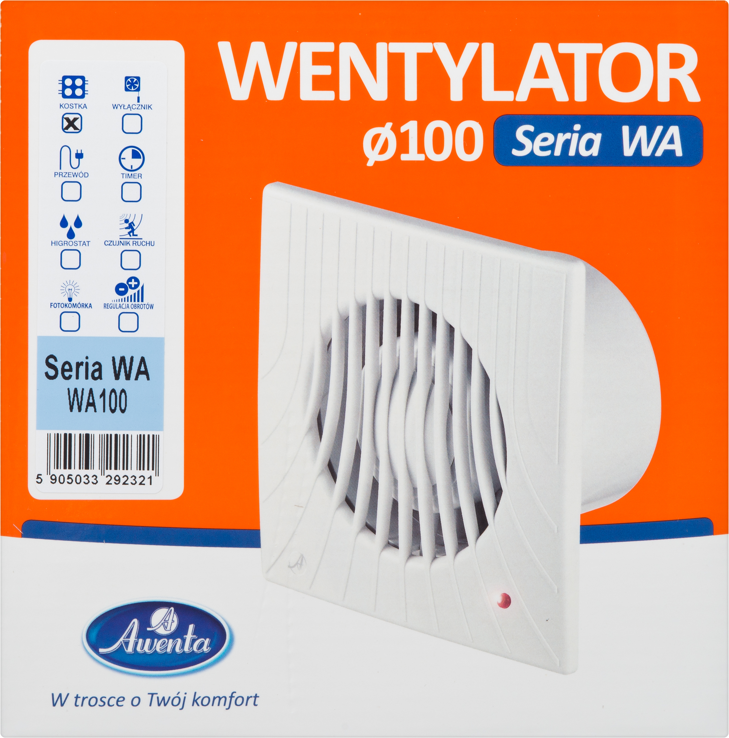 Wentylator wyciągowy WA100 100 mm AWENTA - 5