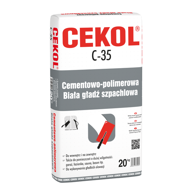 Gładź szpachlowa cementowo-polimerowa C-35 20 kg Cekol