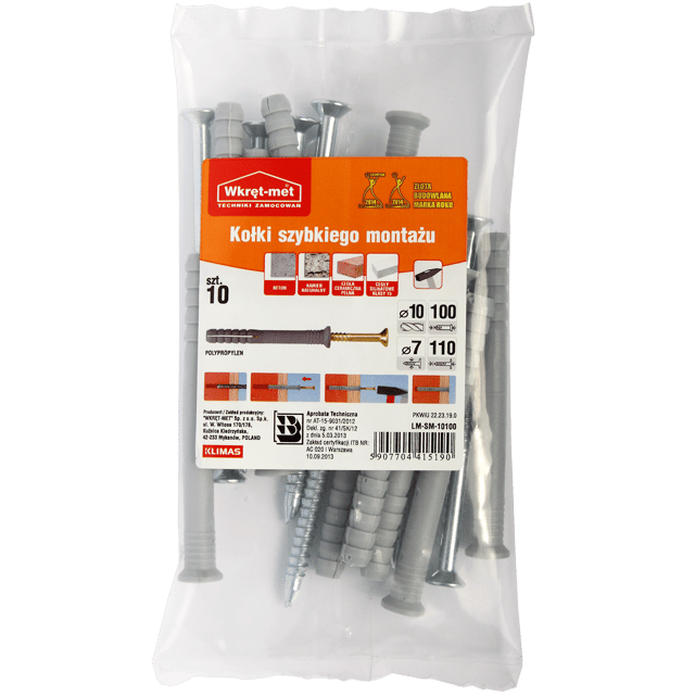 Kołek do szybkiego montażu 10 x 100 mm 10 szt. Wkręt-met