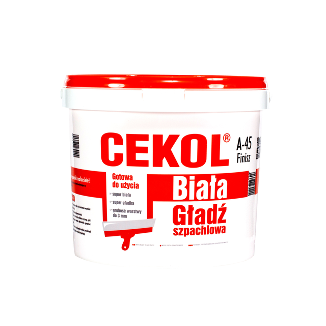 Gotowa biała masa szpachlowa A-45 finish 3 kg Cekol