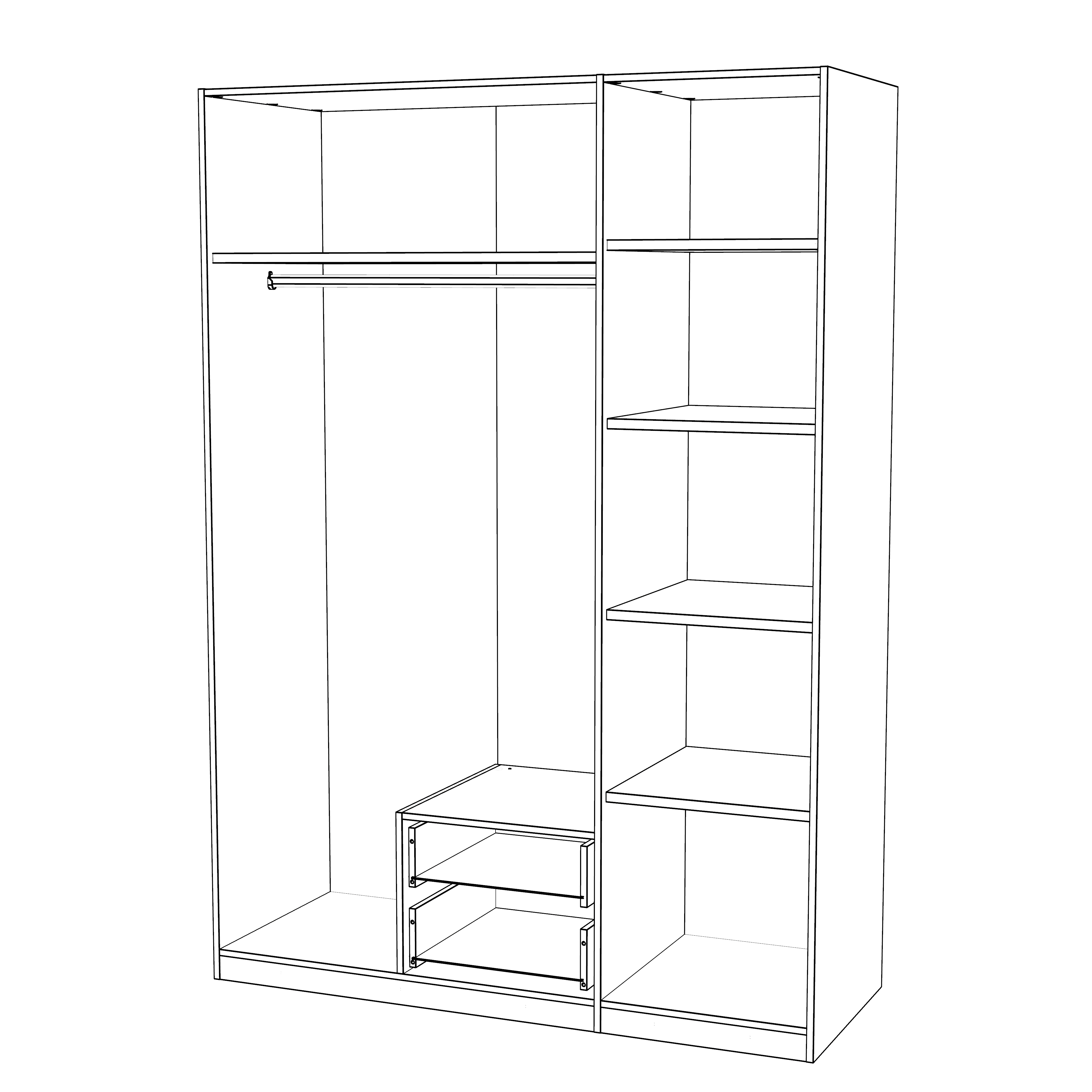Szafa ubraniowa Cadixo trzydrzwiowa 150.6 x 58.9 x 212.9 cm Forte - 3