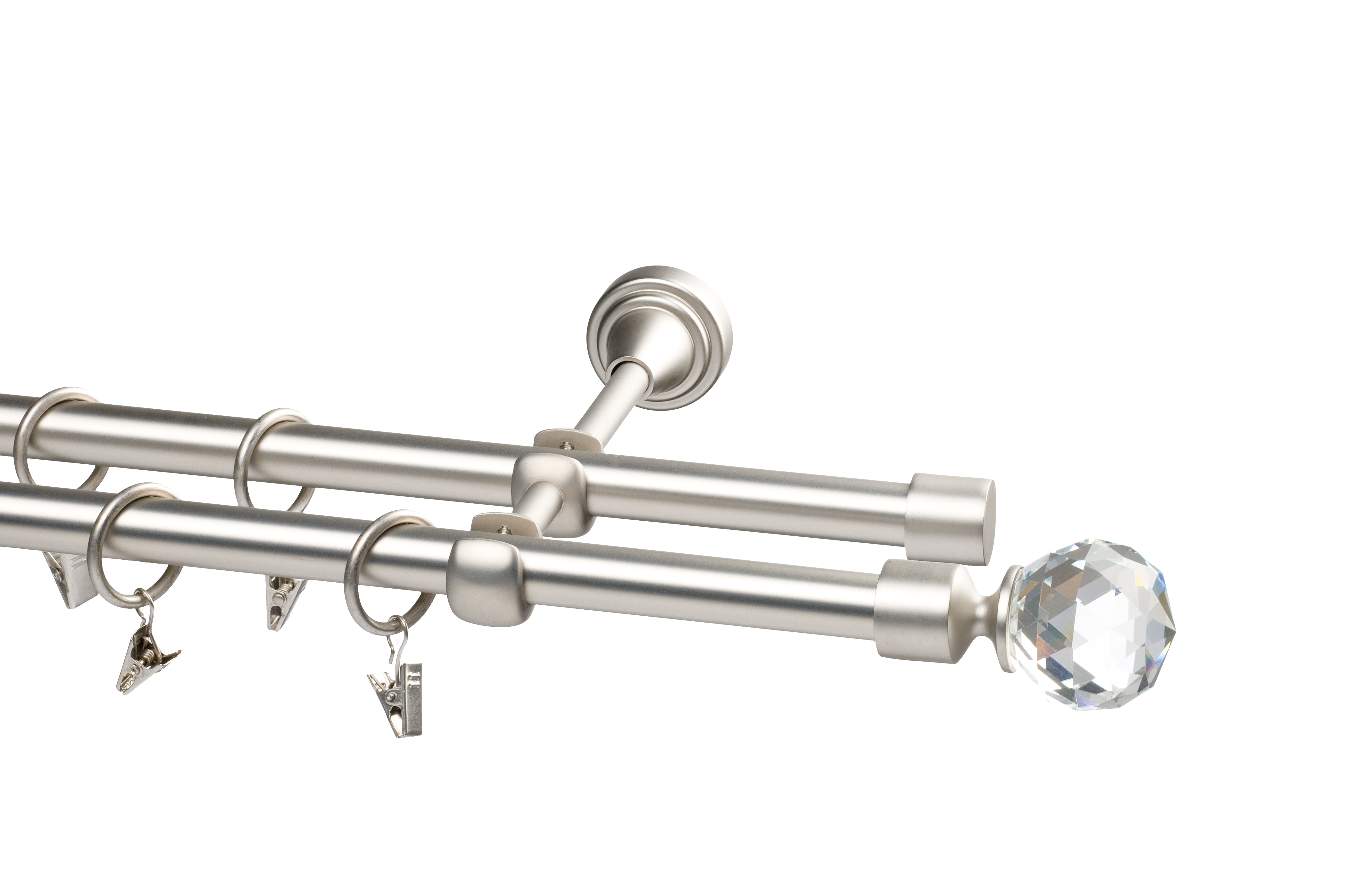 Karnisz Crystal Kula 160 cm podwójny chrom 16 mm