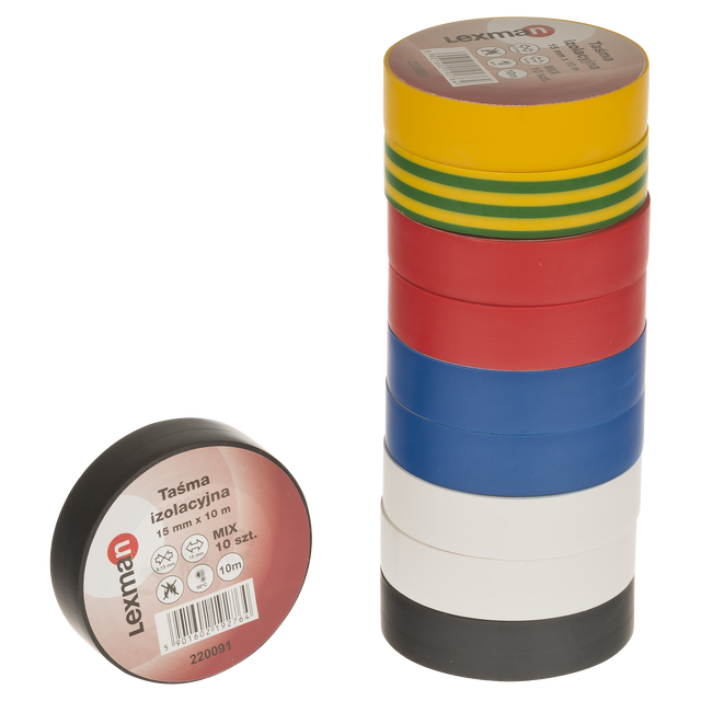 Taśma izolacyjna 15 mm x 10 m F615992 MIX 10szt. LEXMAN