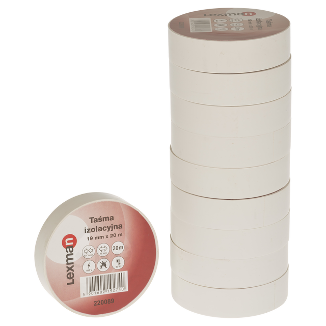 Taśma izolacyjna 19 mm x 20 m biała F619212 LEXMAN
