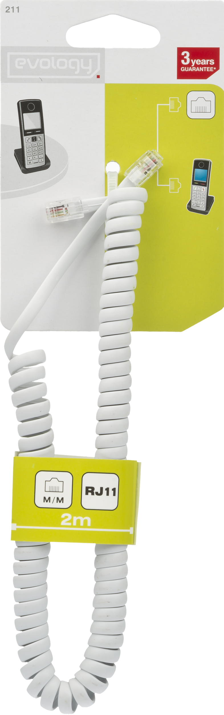 Kabel telefoniczny RJ11 EVODPM211 1,4x1,4 2 m BIAŁY EVOLOGY - 4