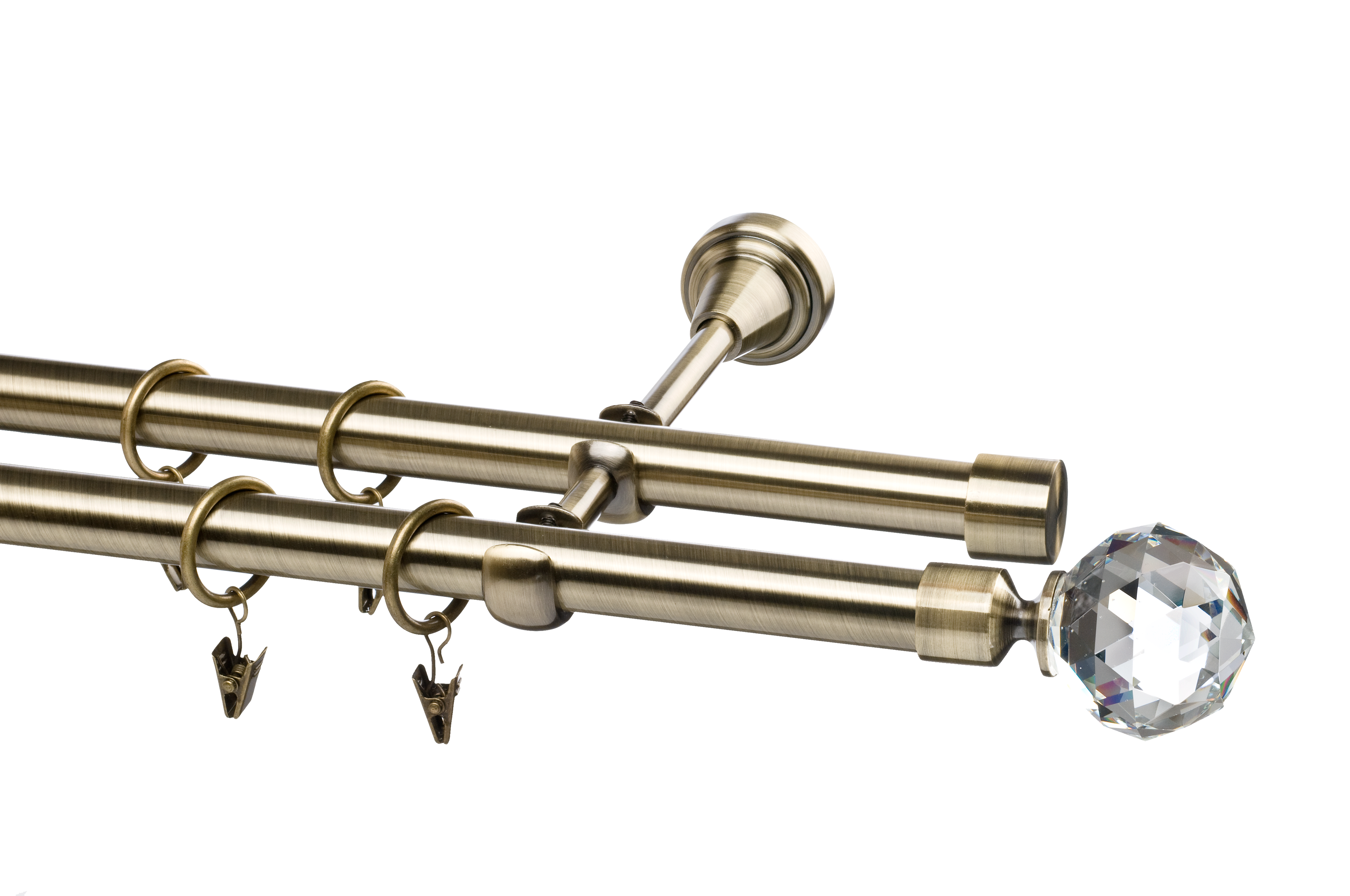Karnisz Crystal Kula 160 cm podwójny mosiądz 16 mm