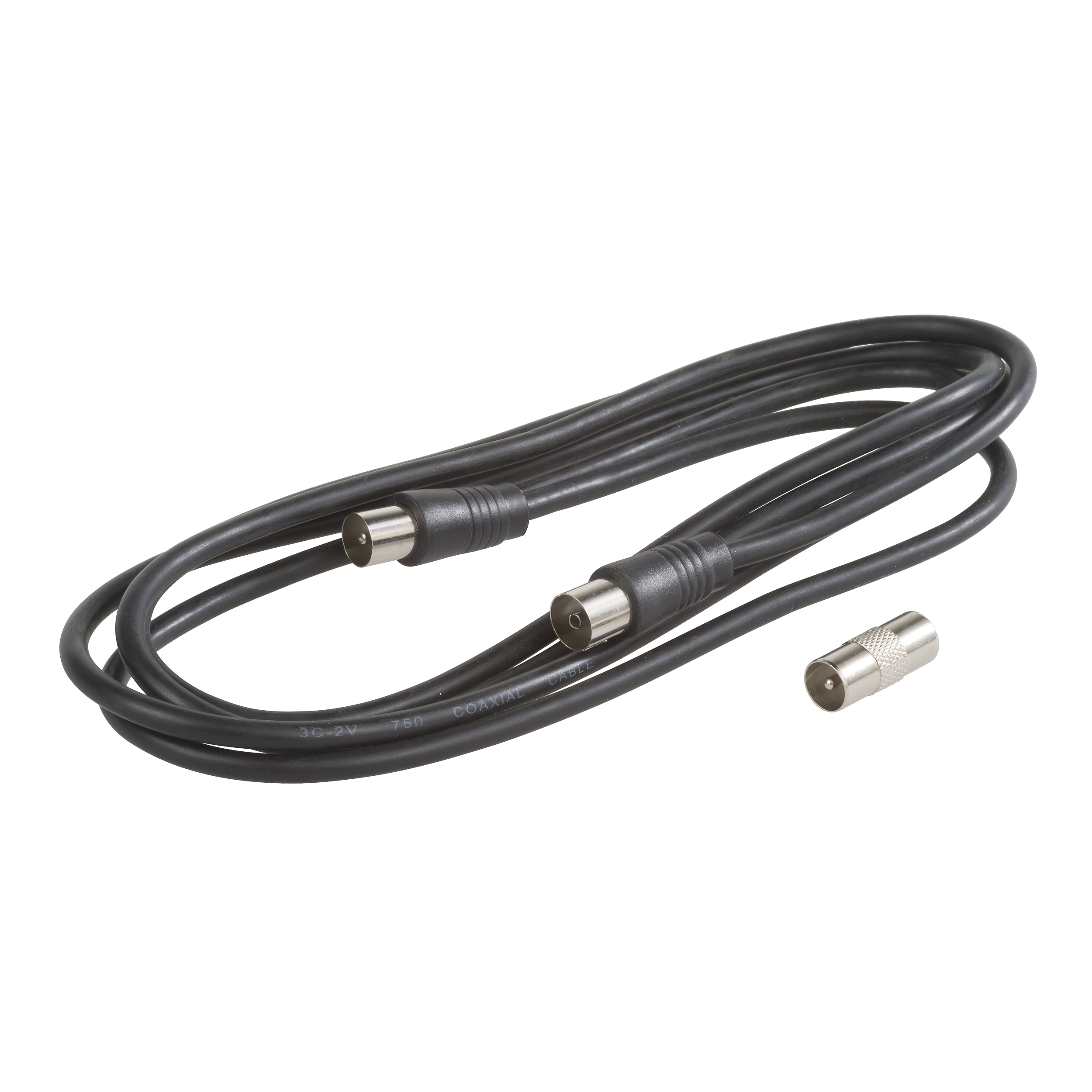 Przewód antenowy TV czarny plus adapter męski