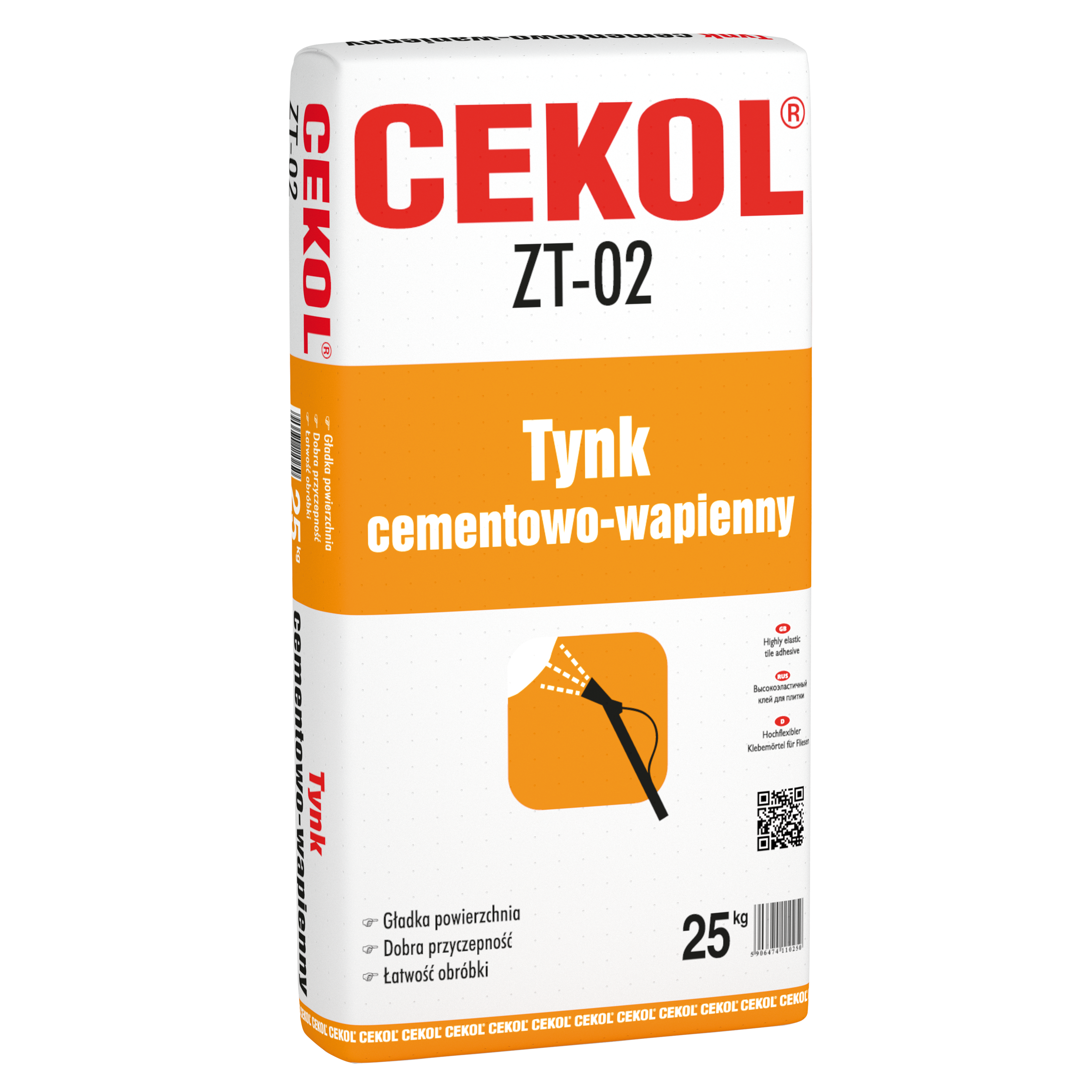 Tynk cementowo-wapienny ZT-02 25 kg Cekol