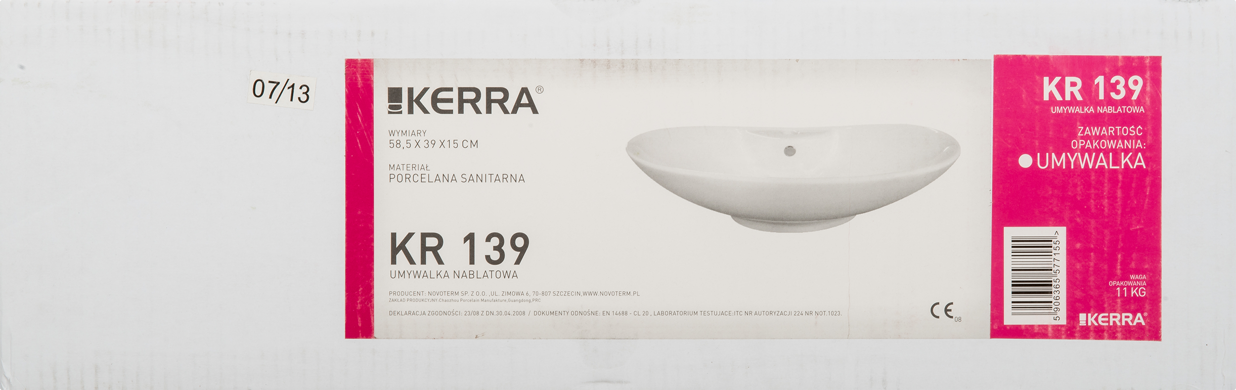 Umywalka ceramiczna nablatowa Samba KR-139 58 x 38 Z/O Kerra - 12