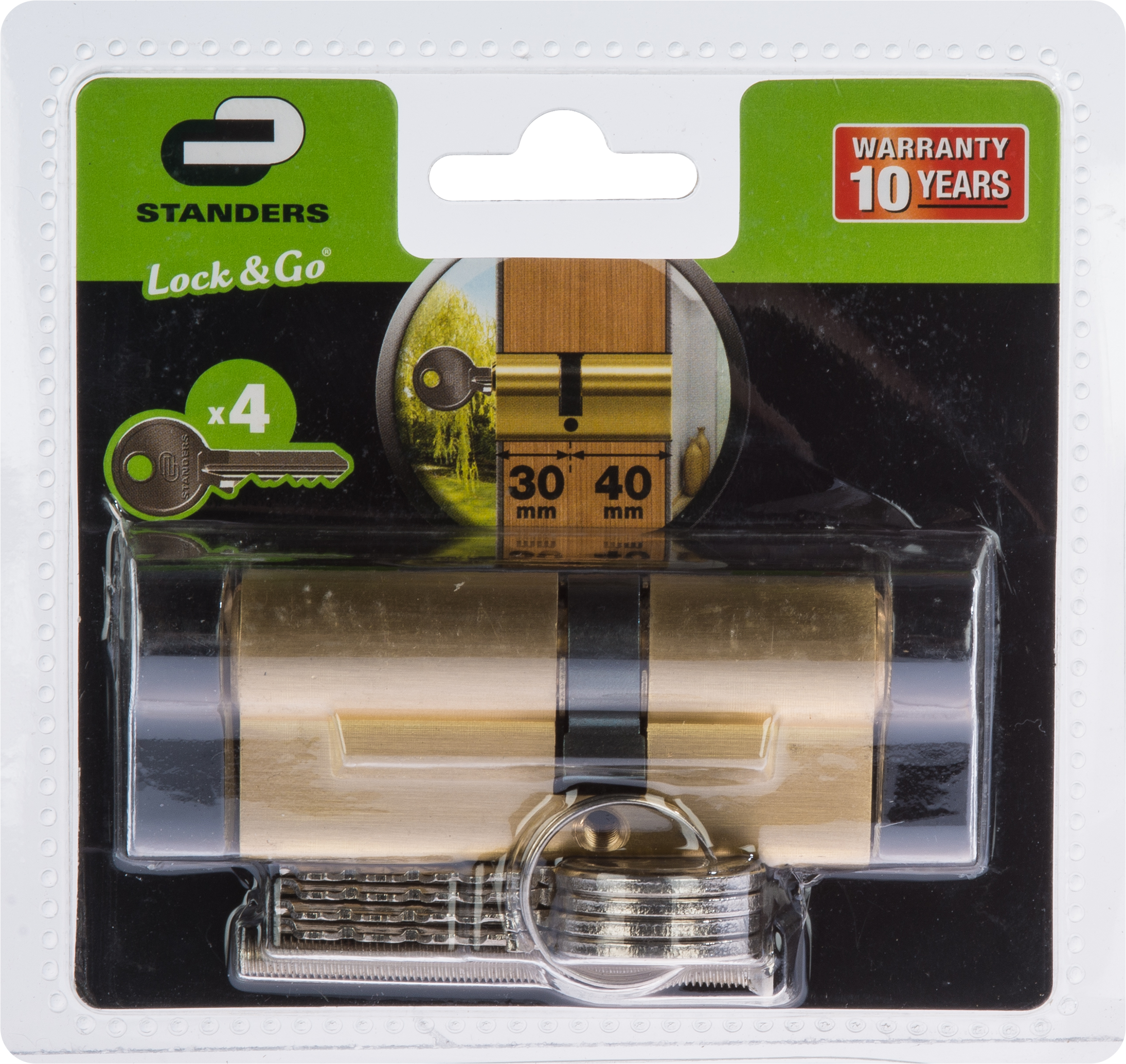 Cilindro Europeo STANDERS, 30 + 40 mm, 1 ingresso chiave in ottone - 6