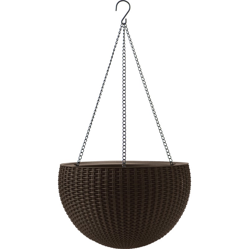 Doniczka plastikowa Hanging Sphere śr.35 cm wisząca brązowa Keter