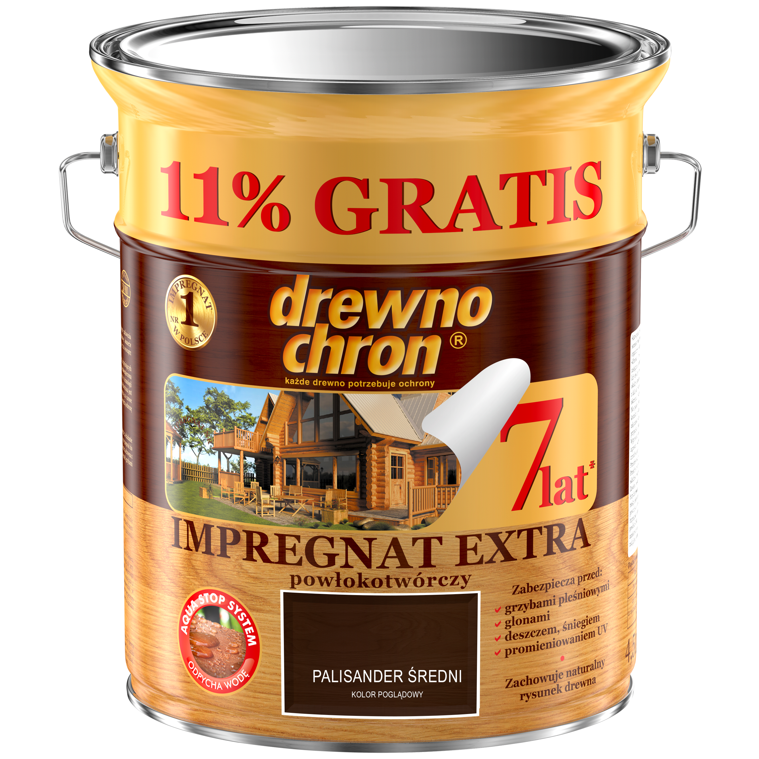 Impregnat do drewna Drewnochron Extra powłokotwórczy 4.5 l Palisander średni - 4