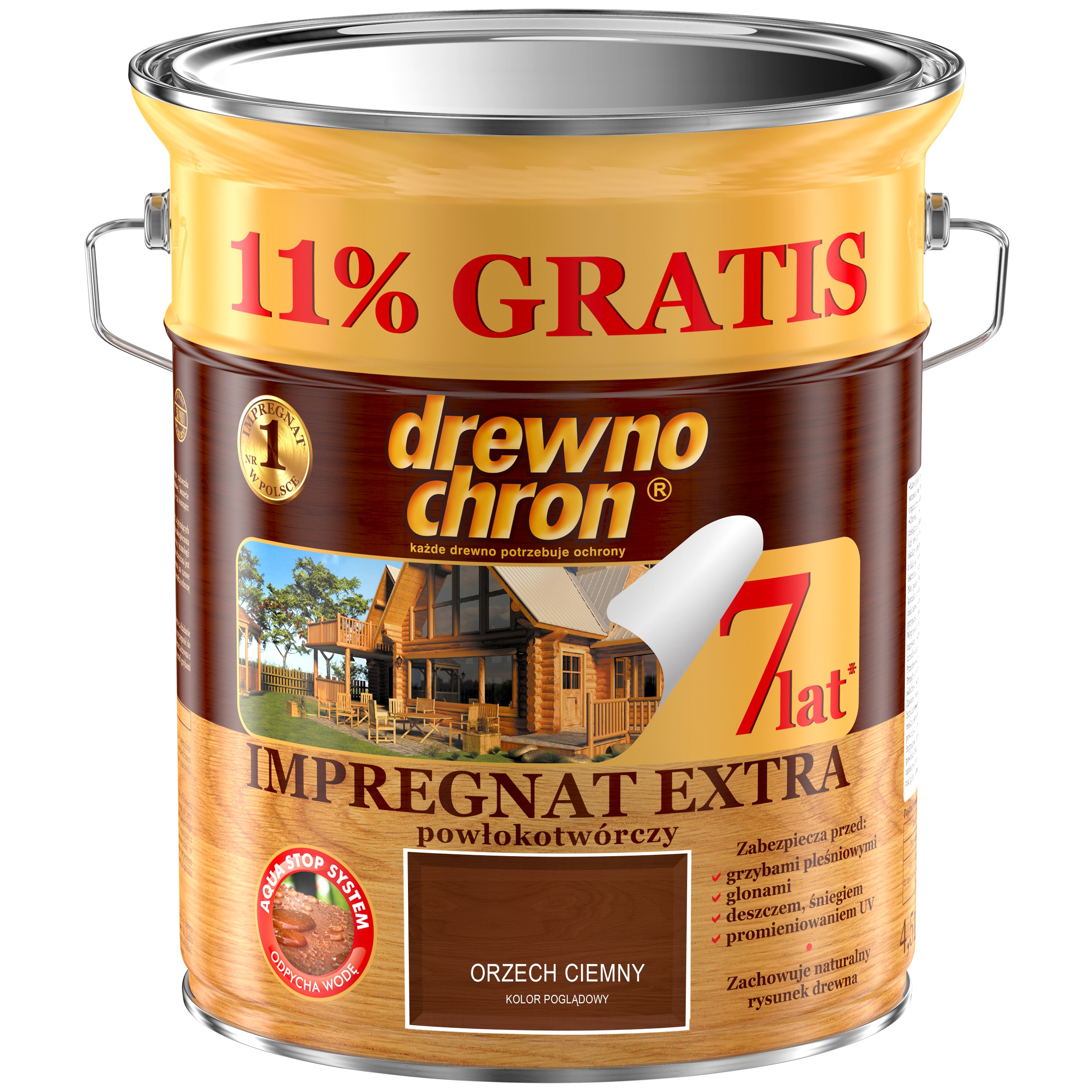 Impregnat do drewna Drewnochron Extra powłokotwórczy 4.5 l Orzech ciemny - 4