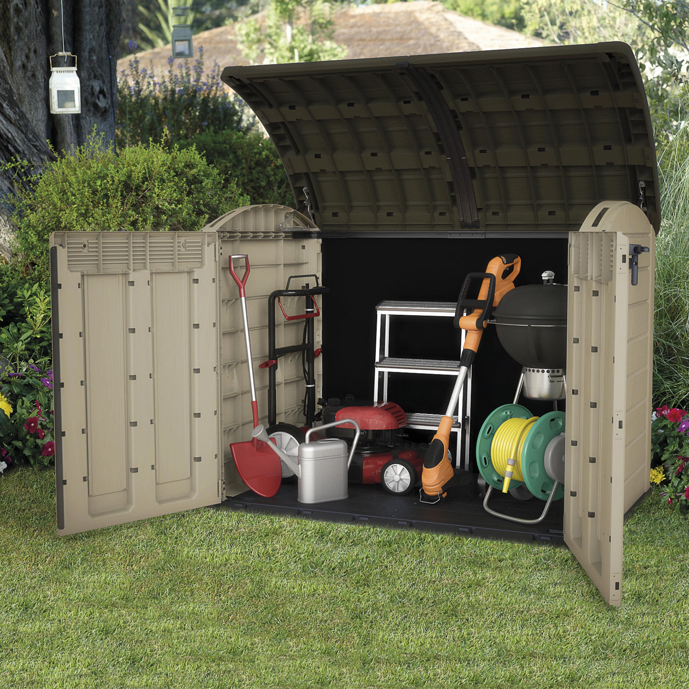 Arcón de resina para exterior KETER WOODLAND ULTRA 177 x 134 x 113 cm y capacidad de 2000 L - 13