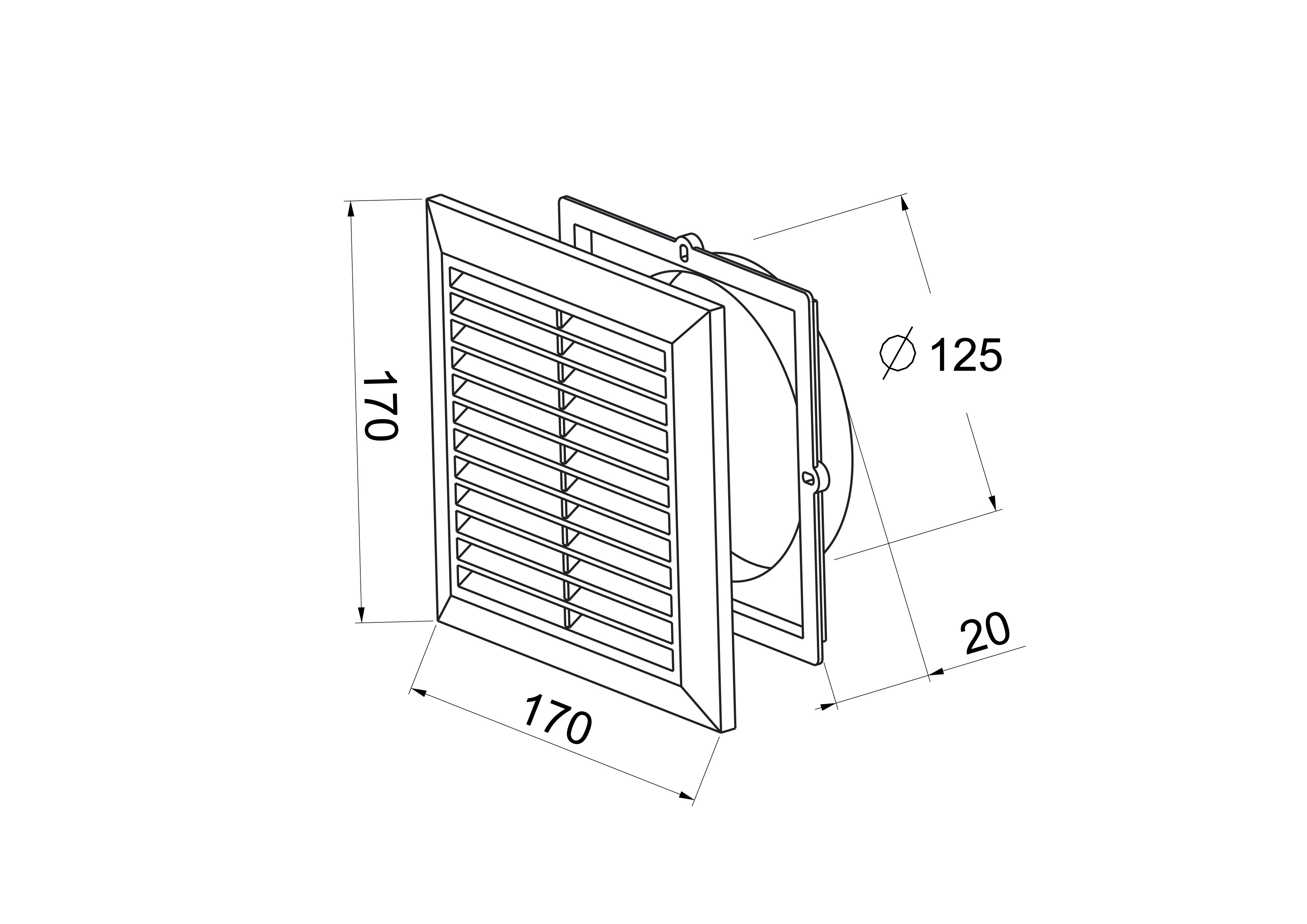 Kratka wentylacyjna 14 x 14 cm / 125 mm brąz EQUATION - 2