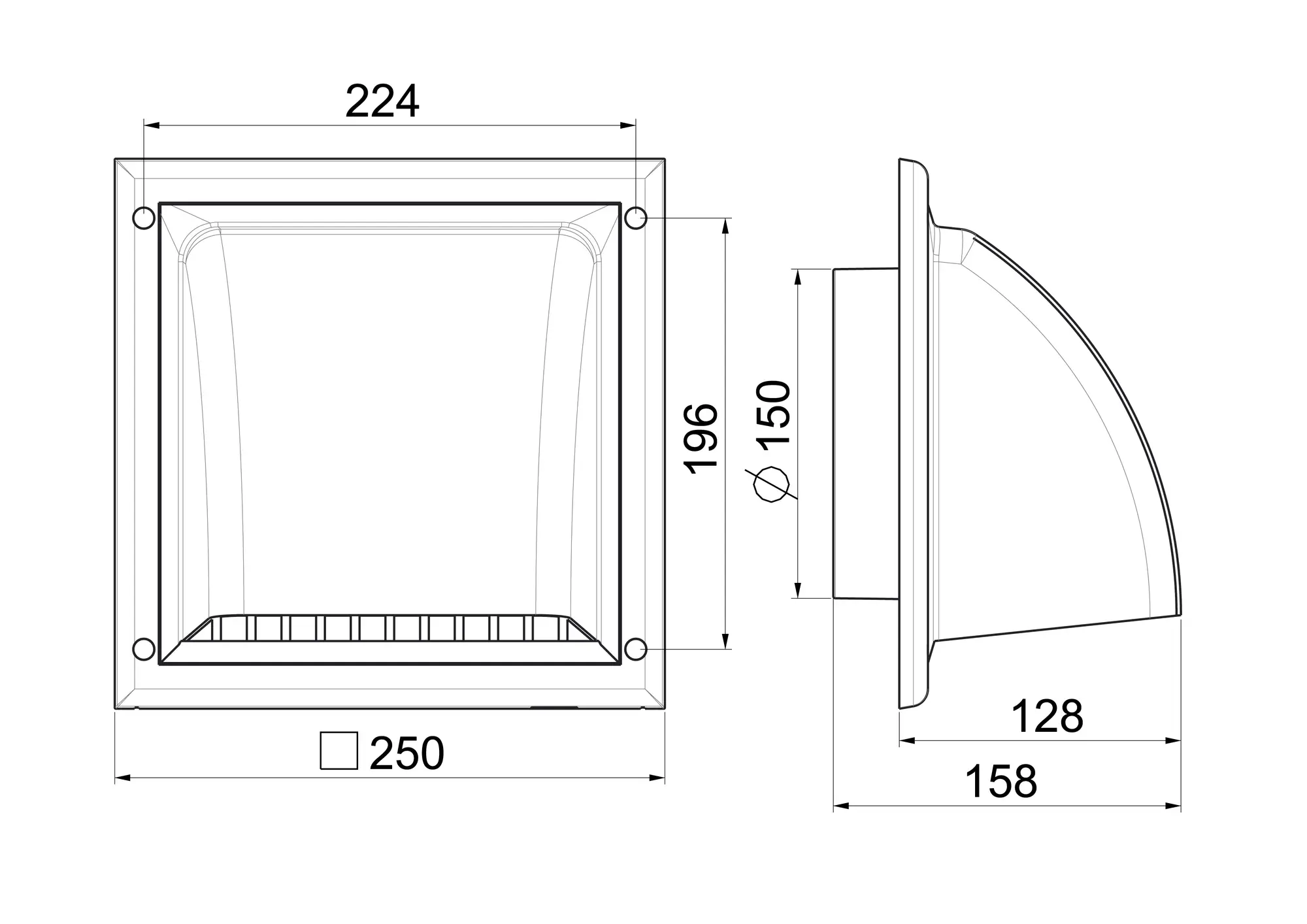Osłona wywiewna kanału OKRĄGŁEGO 150 mm EQUATION - 2