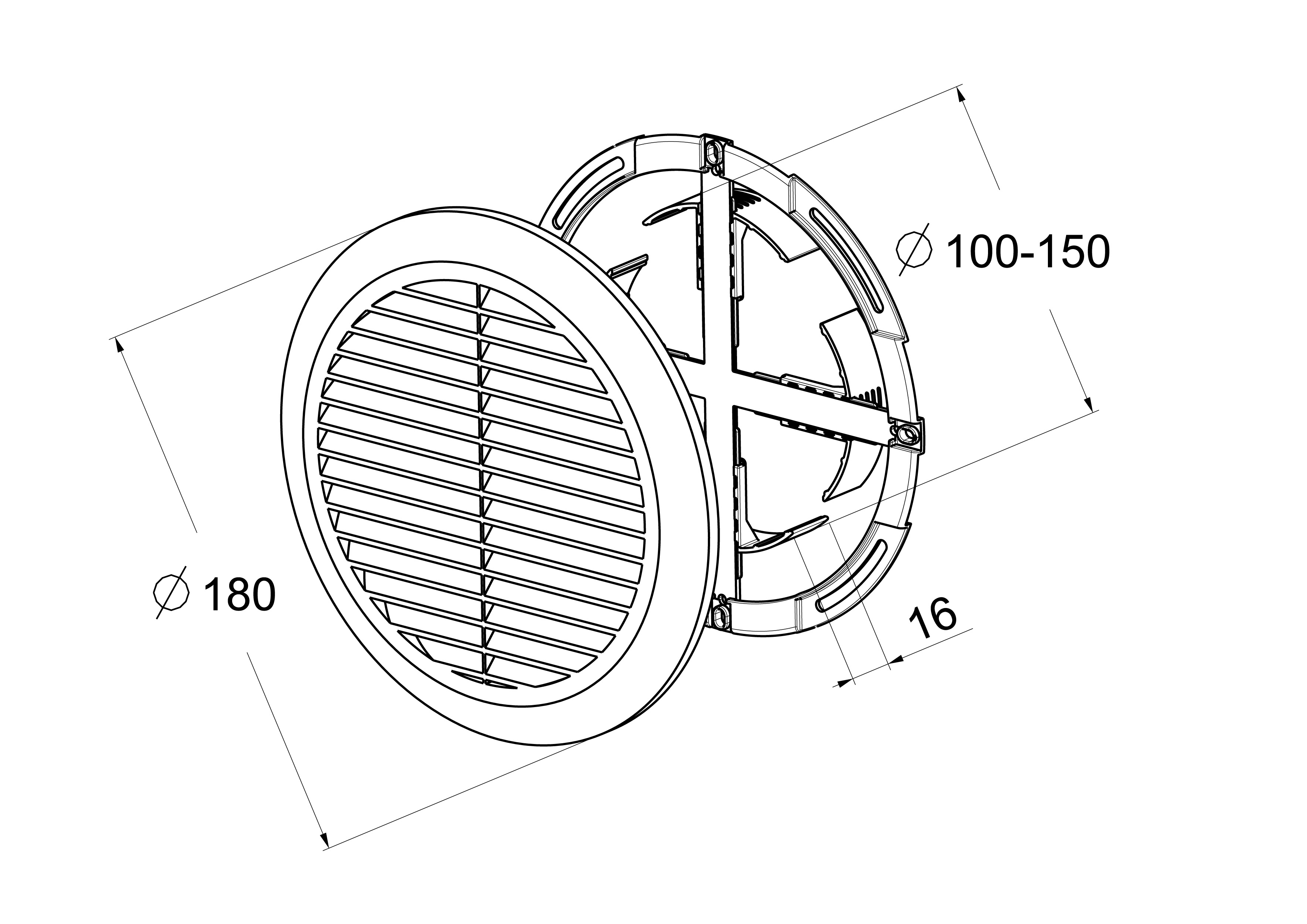 Kratka wentylacyjna OKRĄGŁA 100 - 150 mm brąz EQUATION - 2