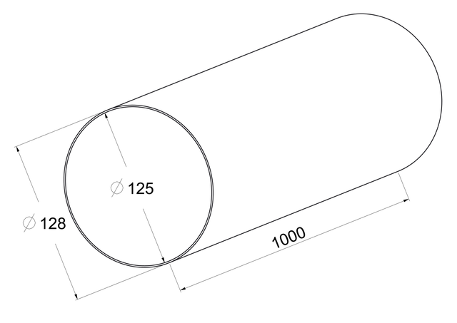 Kanał wentylacyjny OKRĄGŁY 125 mm 1 m EQUATION