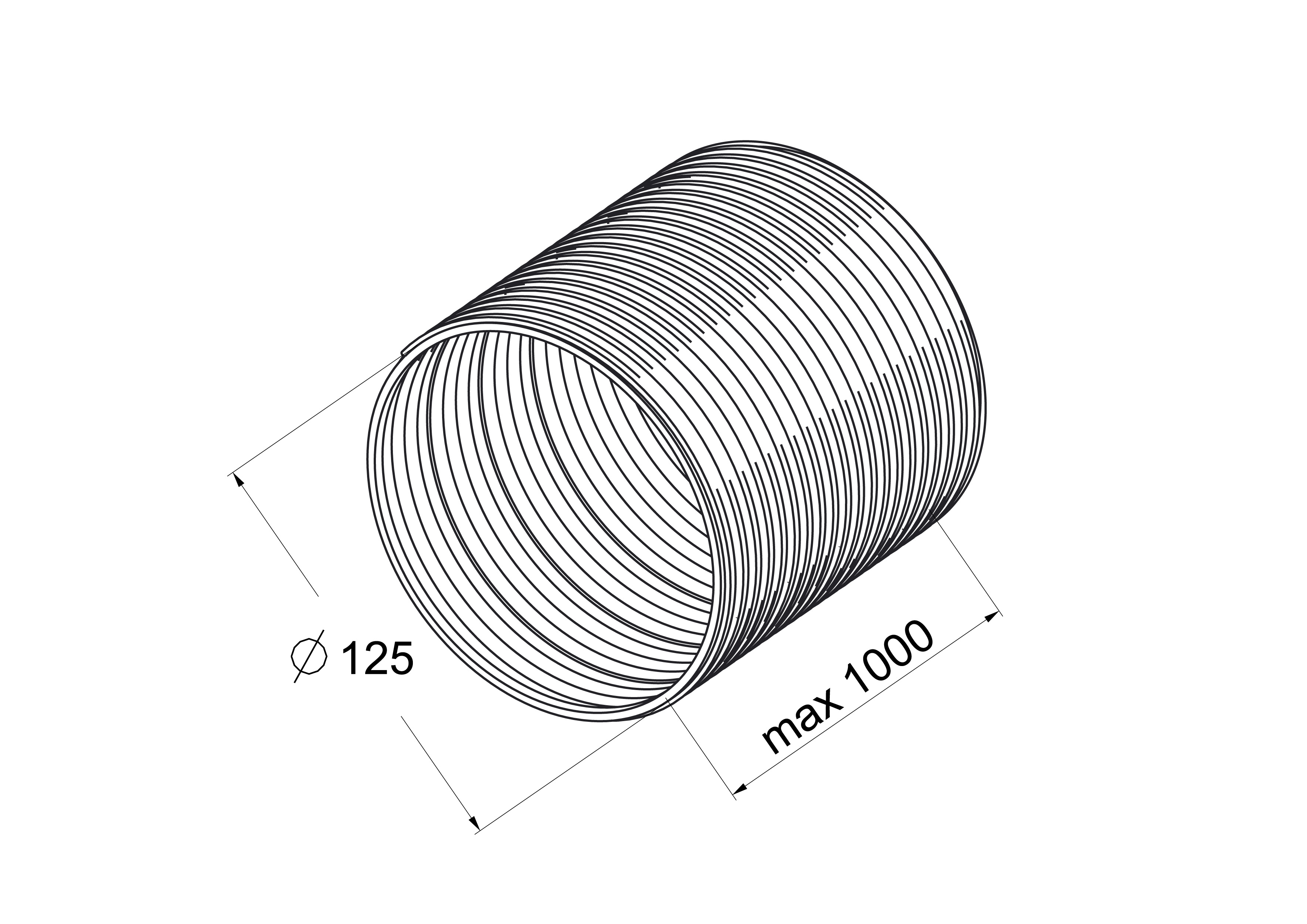 Kanał wentylacyjny OKRĄGŁY ELASTYCZNY 125 mm 1 m EQUATION - 2