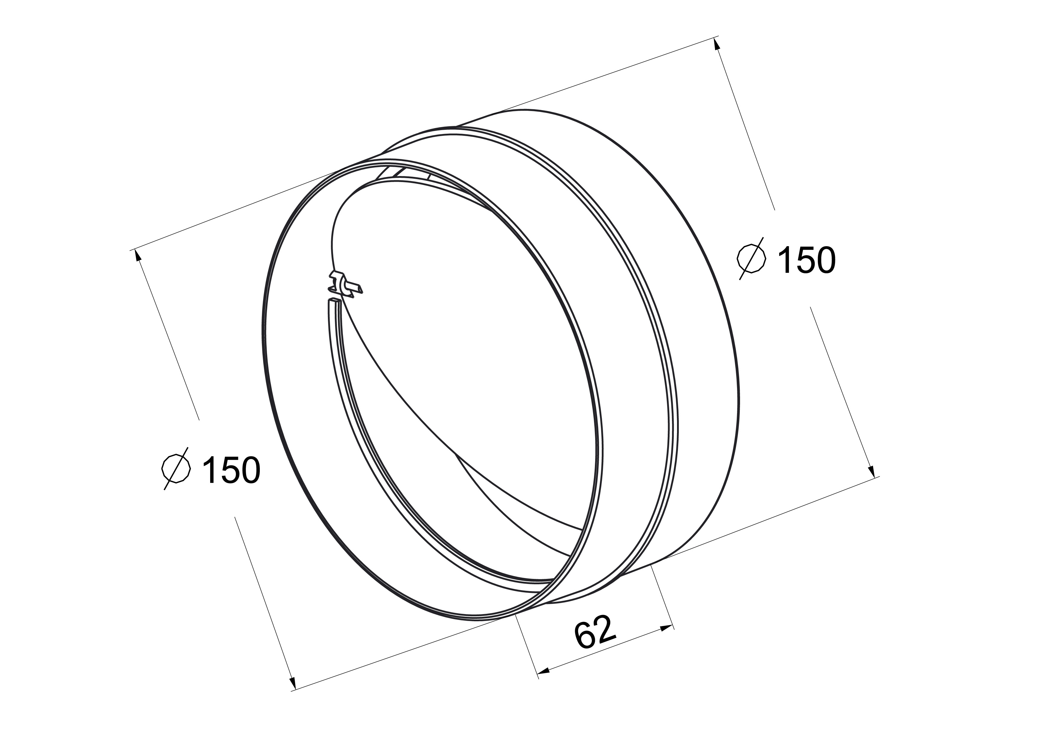 Łącznik kanału wentylacyjnego z zaworem zwrotnym OKRĄGŁY 150 mm 0.6 m EQUATION - 2