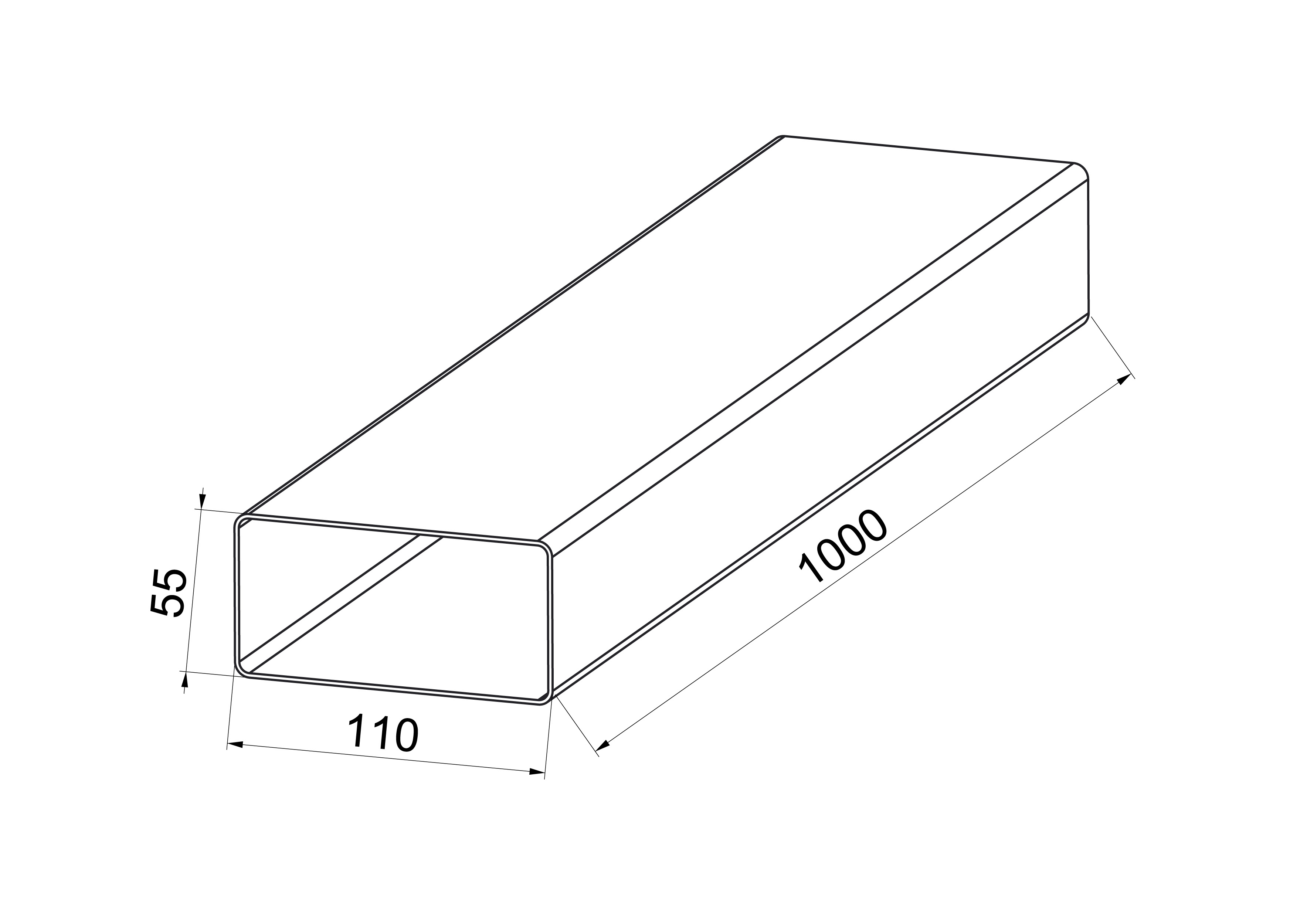Kanał wentylacyjny PŁASKI 55 x 110 mm 1 m EQUATION - 2