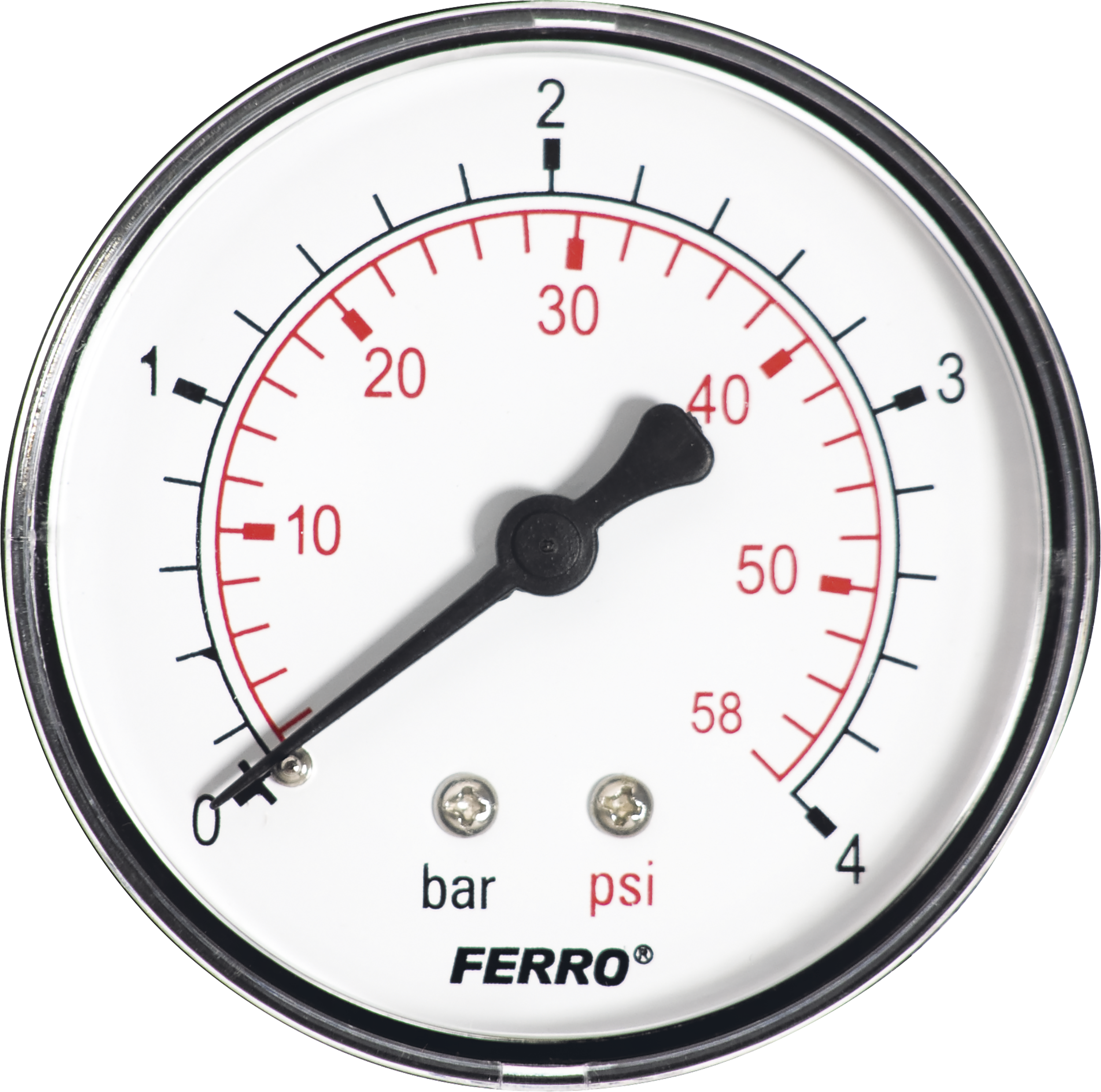 Manometr M63 R 0 - 4 BAR POZIOMY FERRO