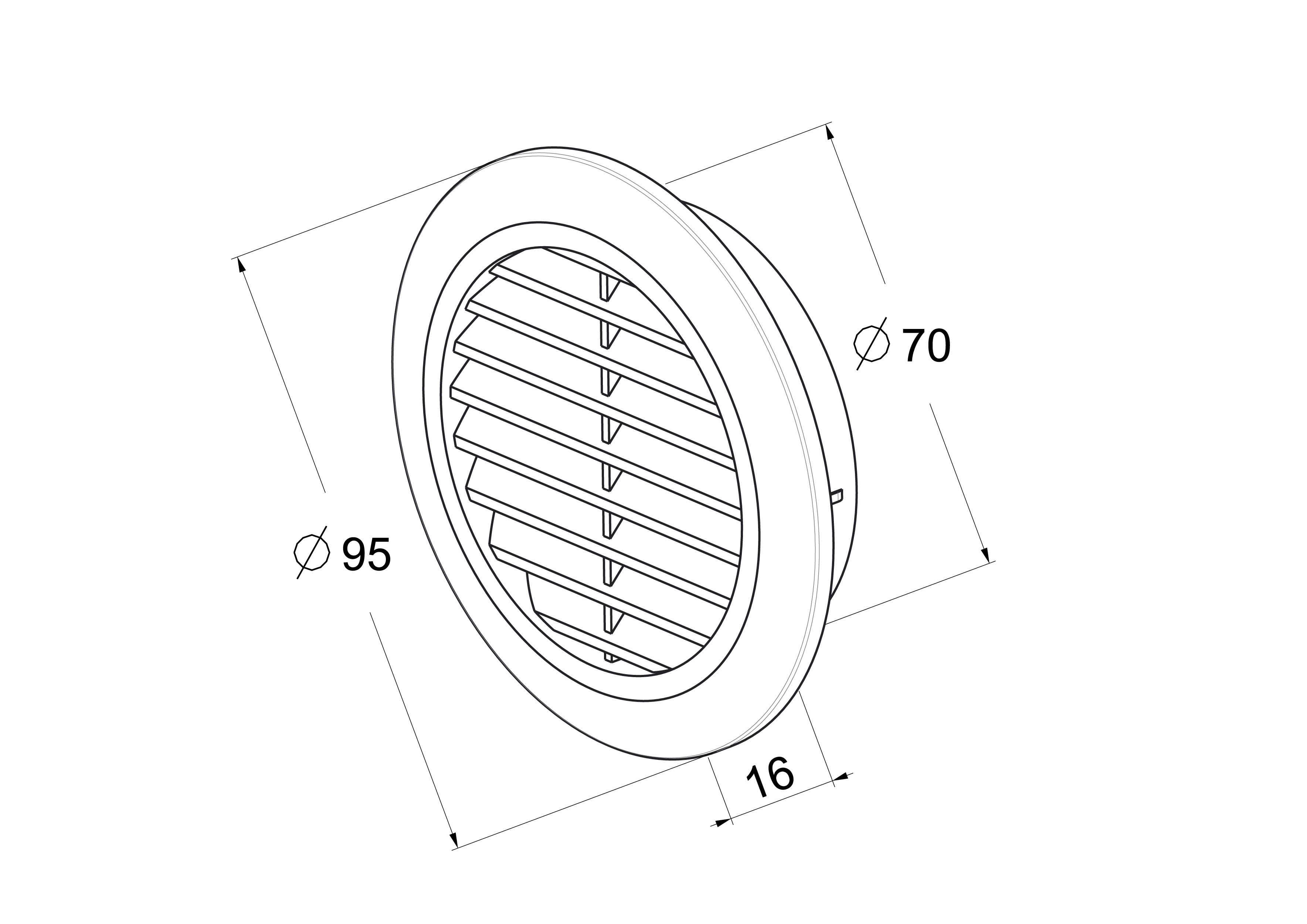 Kratka wentylacyjna OKRĄGLA 70 mm biała EQUATION - 3