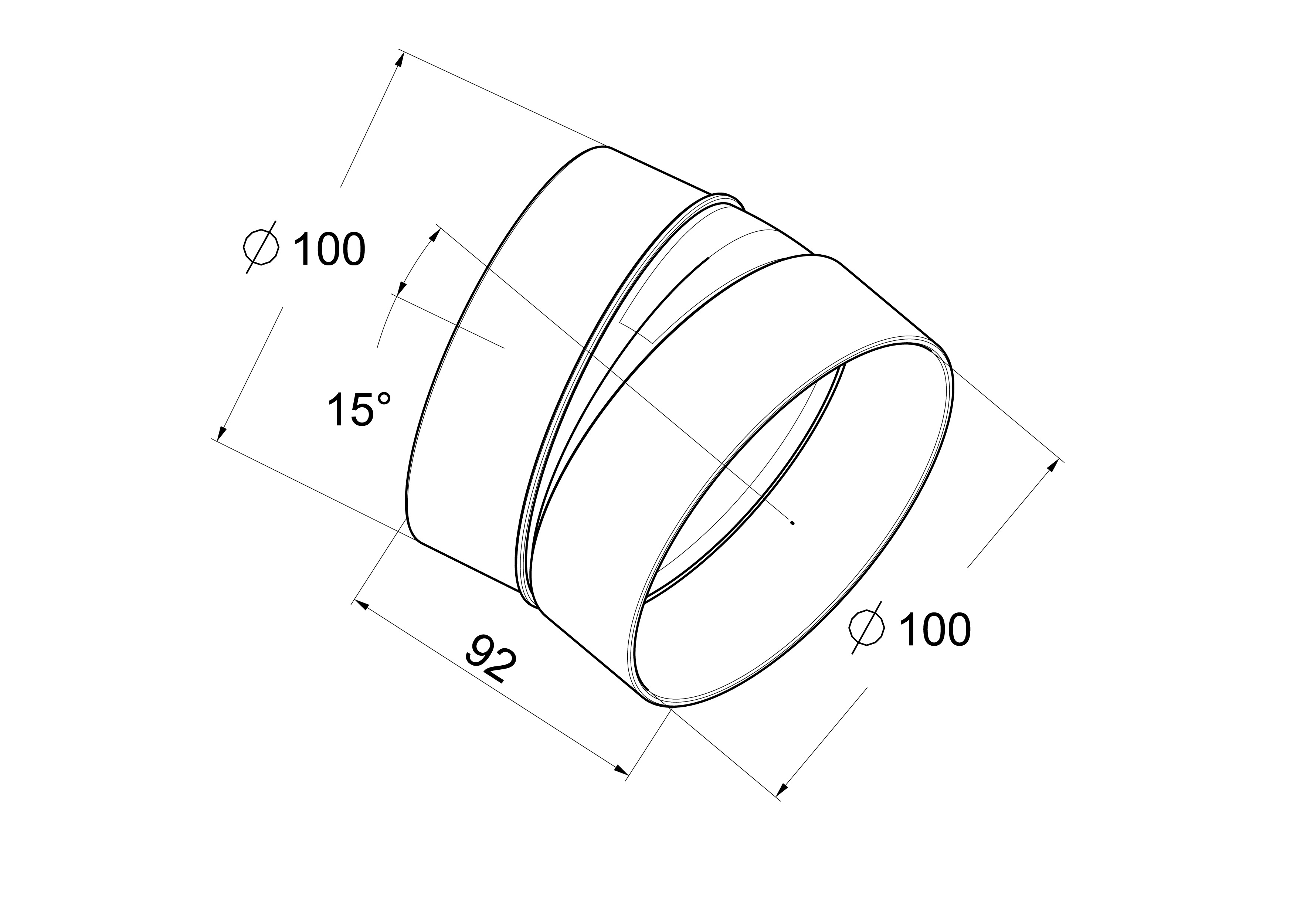 Kolanko wentylacyjne OKRĄGŁE 15° 100 mm 0.9 m EQUATION - 2