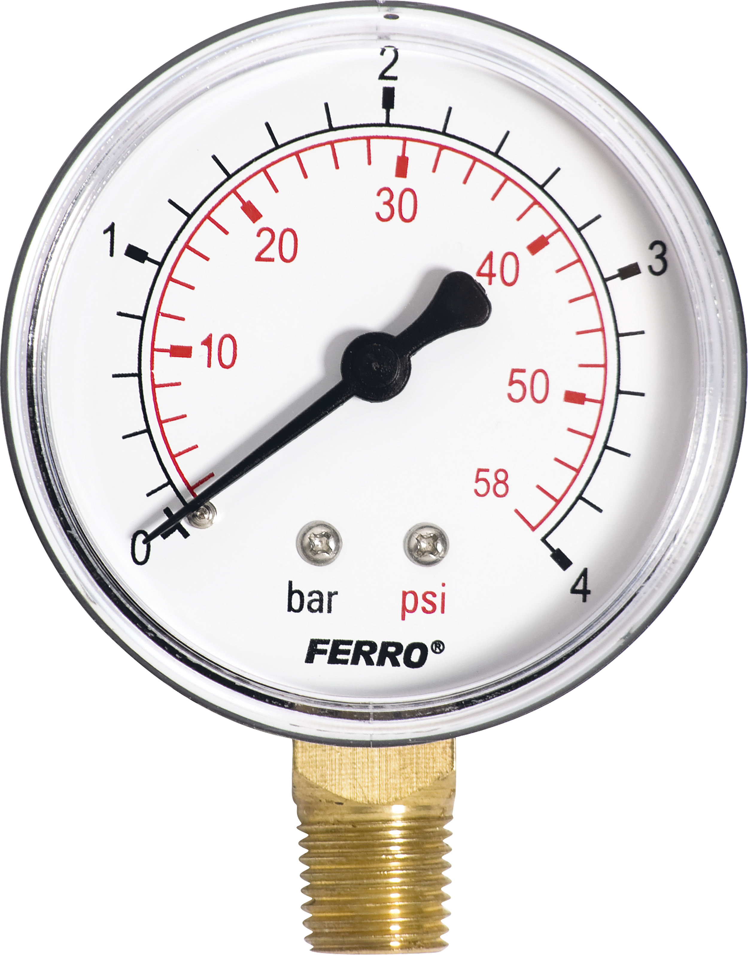 Manometr M63 R 0 - 4 BAR PIONOWY FERRO