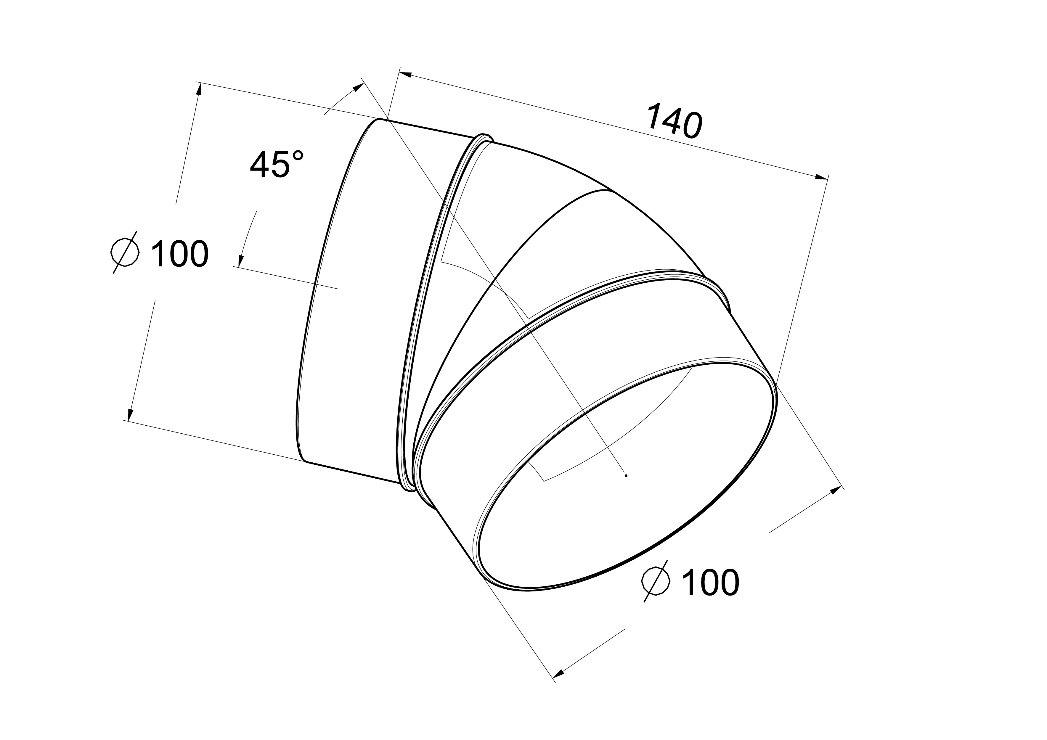 Kolanko wentylacyjne OKRĄGŁE 45` 100 mm mm 0.1 m EQUATION - 2