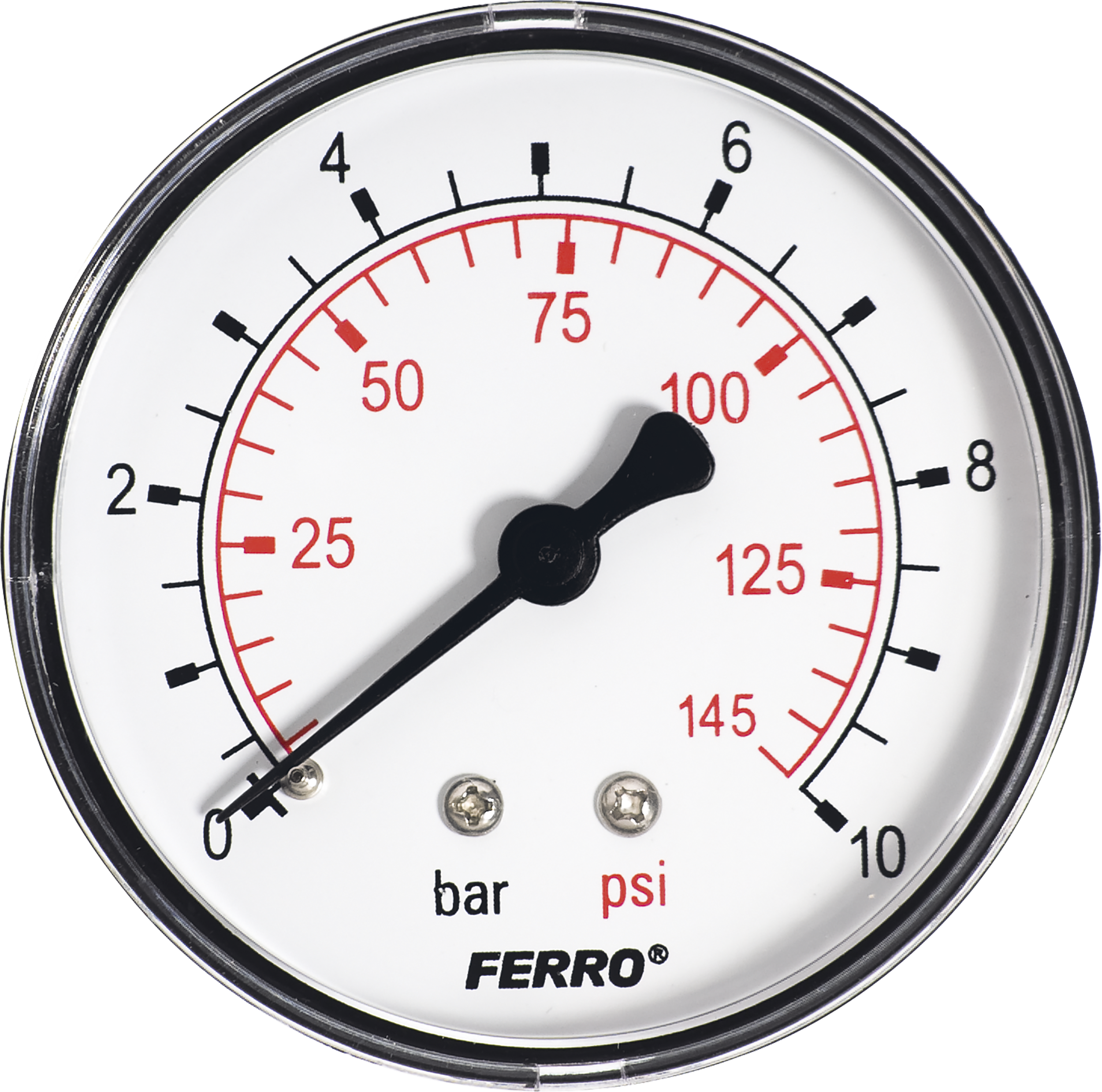 Manometr M63 R 0 - 10 BAR POZIOMY FERRO